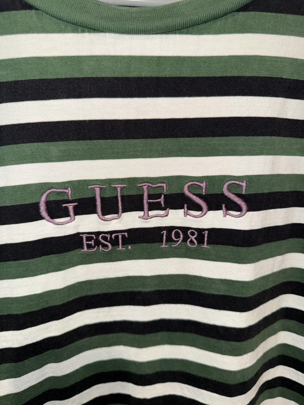 Guess Guess Green Striped Tee (XL) Size US XL / EU 56 / 4 - 3 Thumbnail