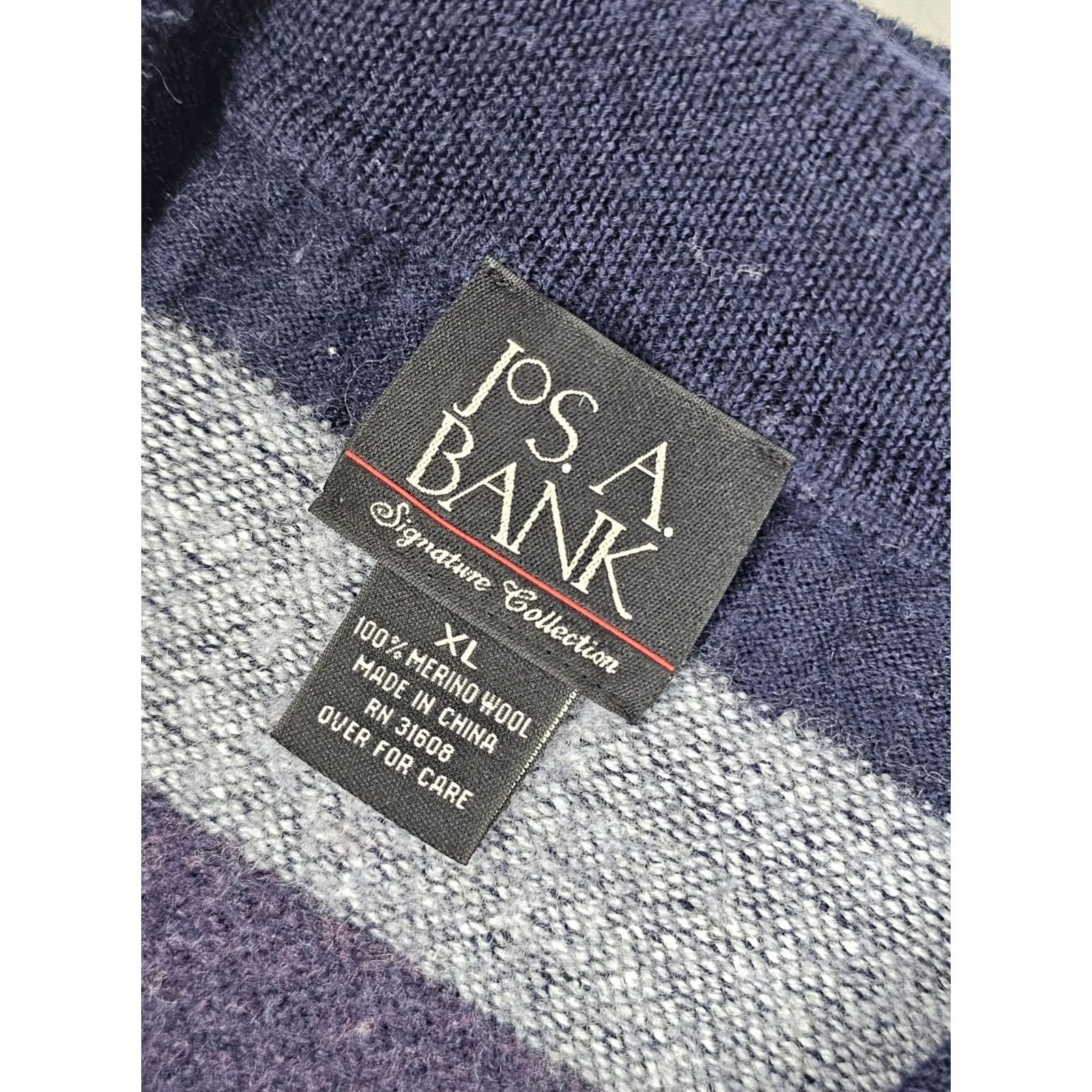 Jos. A. Bank Jos A Bank Sweater Women XL Blue Stripe Merino Wool Mock Neck 1/4 Zip Pullover Size XL / US 12-14 / IT 48-50 - 2 Thumbnail