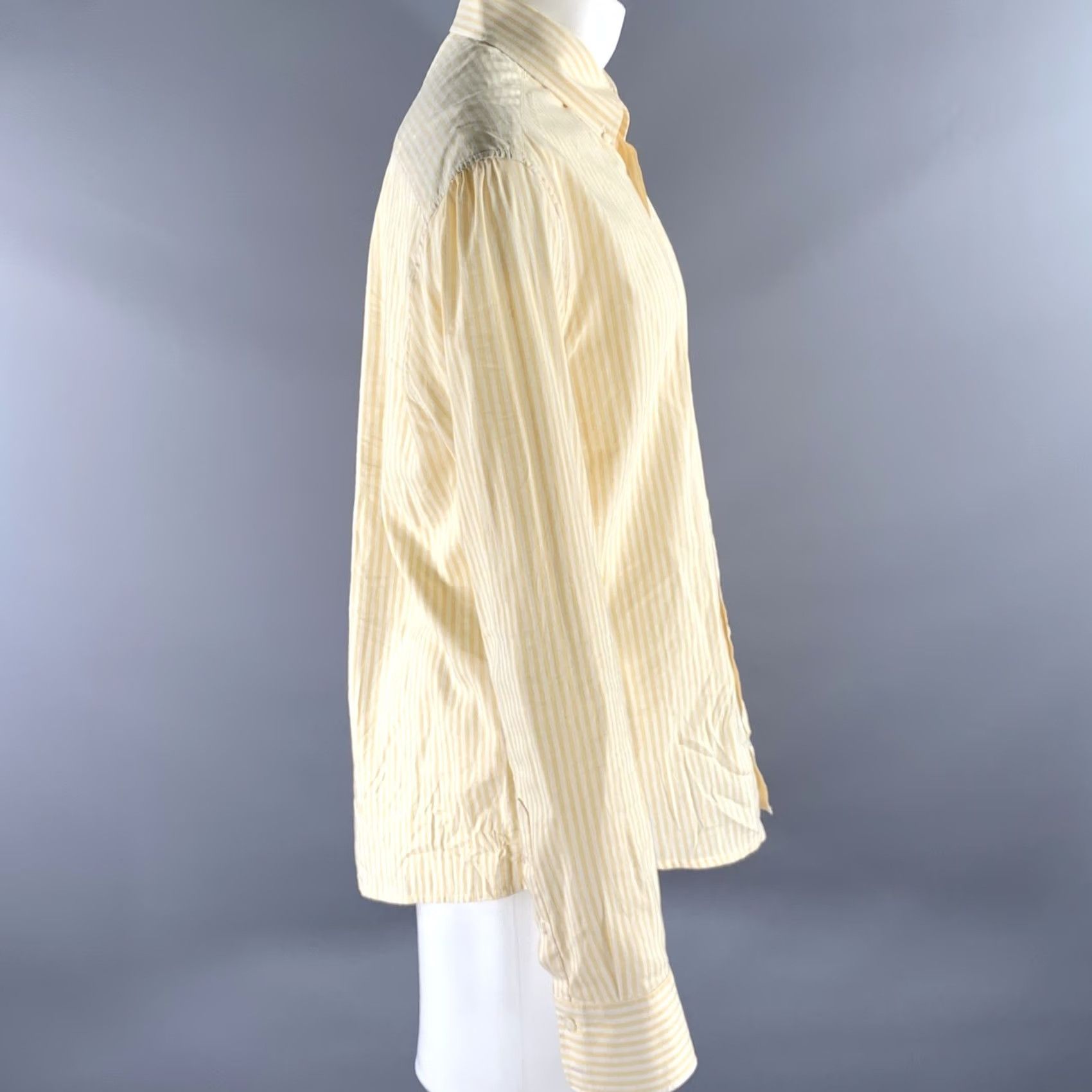 Brunello Cucinelli BRUNELLO CUCINELLI Shirt Yellow White Stripe Linen Cotton Long Sleeve Size XXXL Mens Size US XXL / EU 58 / 5 - 3 Thumbnail