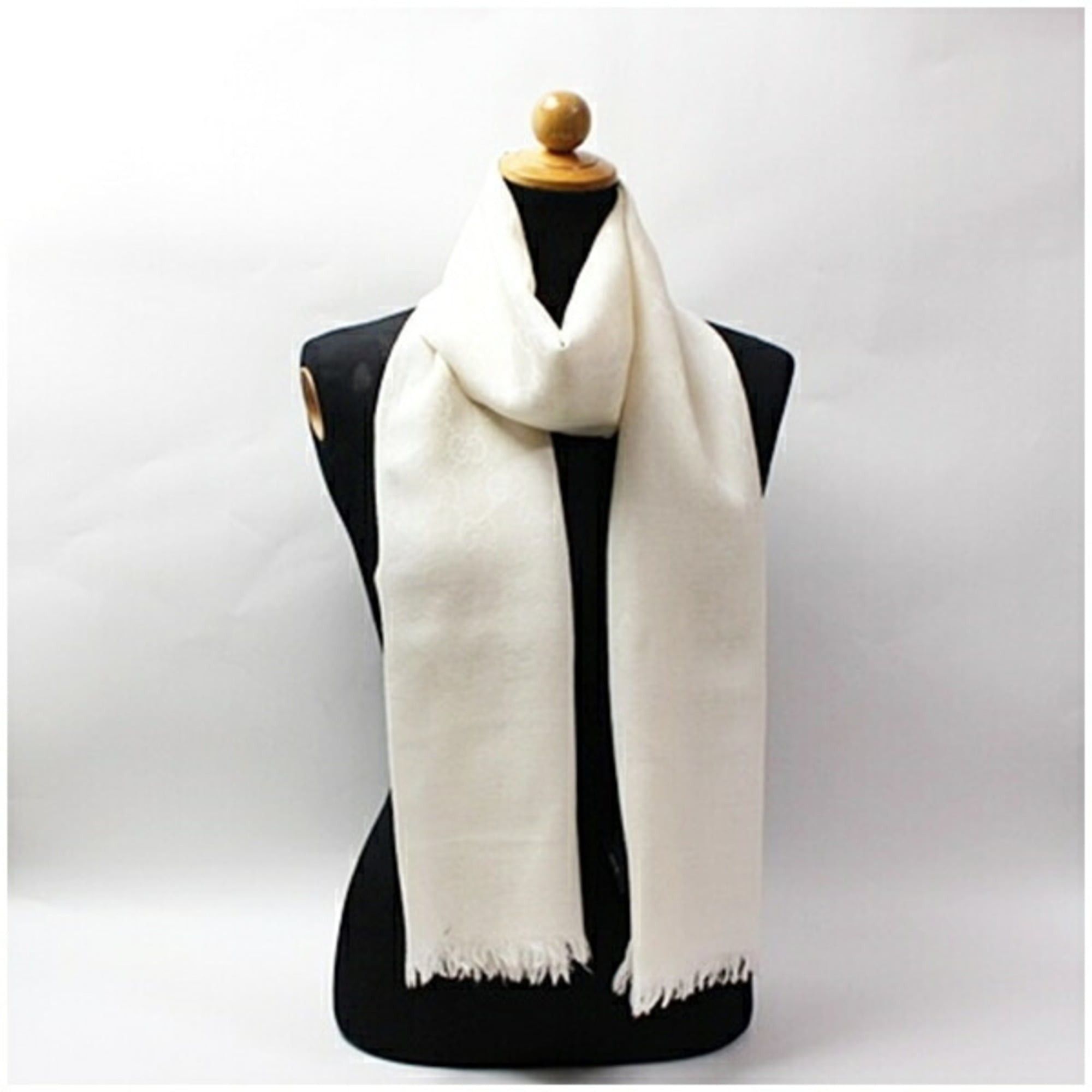 Gucci Gucci Wool and Silk Rectangular Stole with GG Pattern, White, GUCCI Women's Size ONE SIZE - 1 Thumbnail