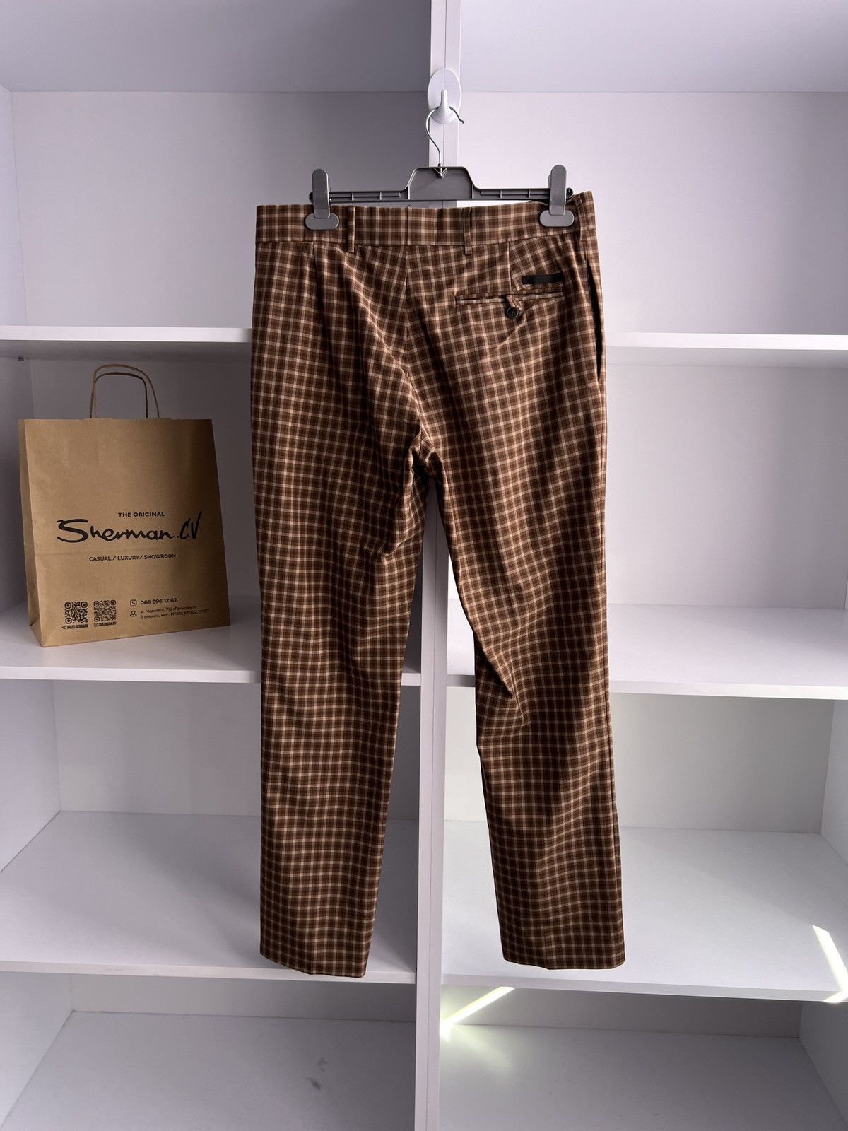 Prada Vintage Prada Milano Brown Check Straight Cotton pants Size US 32 / EU 48 - 11 Thumbnail