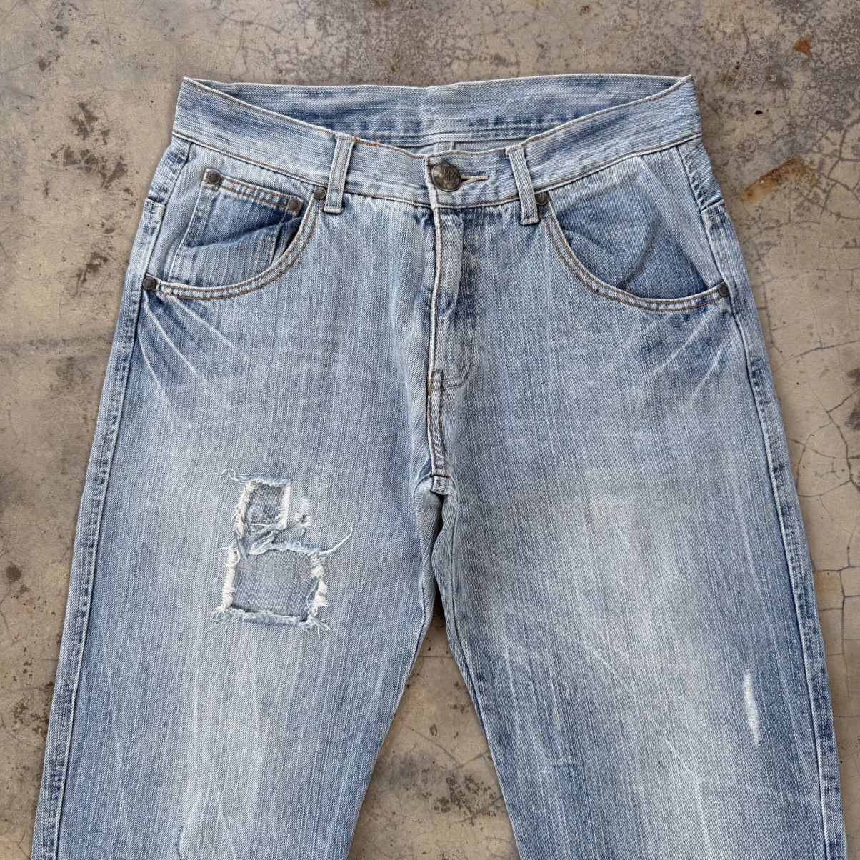 VINTAGE PINK LATTE DISTRESSED JEAN DENIM PANTS