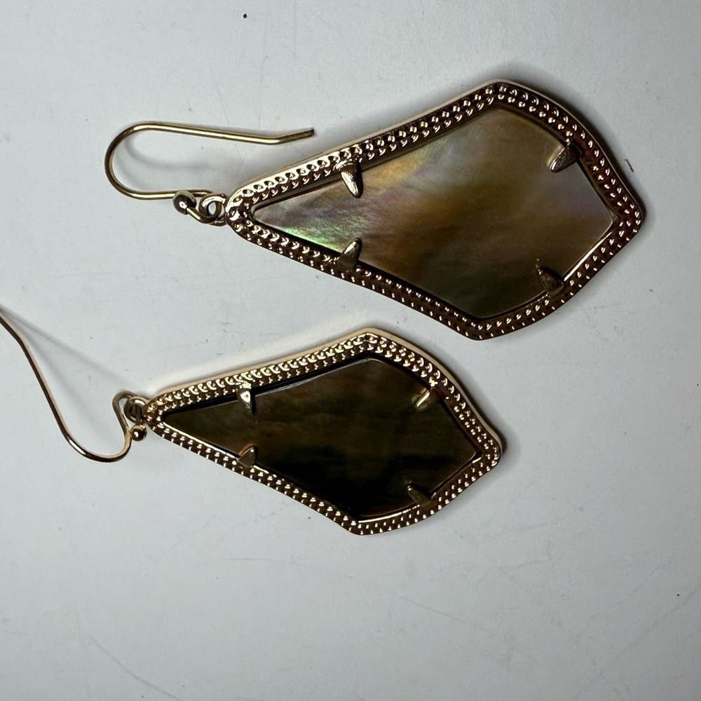 Designer Kendra Scott Alex Brown Mother of Pearl Rose Gold Earrings Size ONE SIZE - 7 Thumbnail