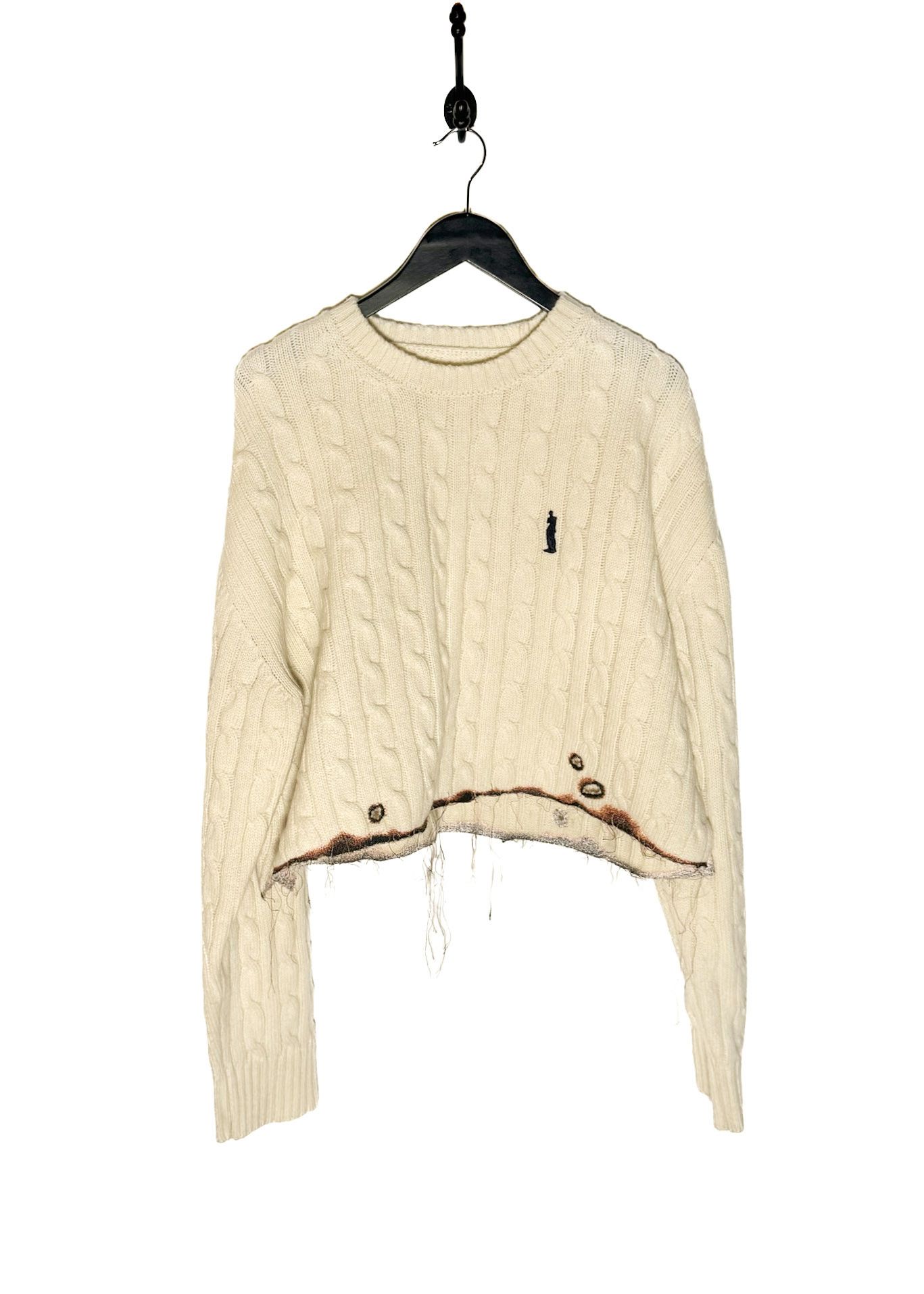 Doublet Oversized Recycle Wool Cable-knit Cardigan, Ivory