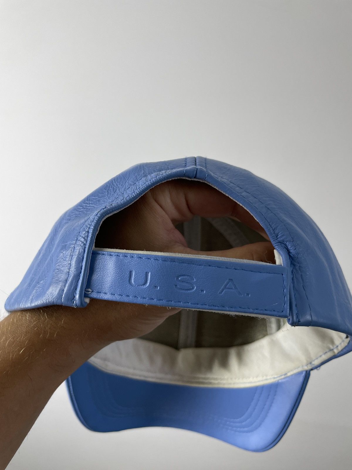 Genuine Leather Genuine Leather Vintage leather cap blue Size ONE SIZE - 9 Thumbnail
