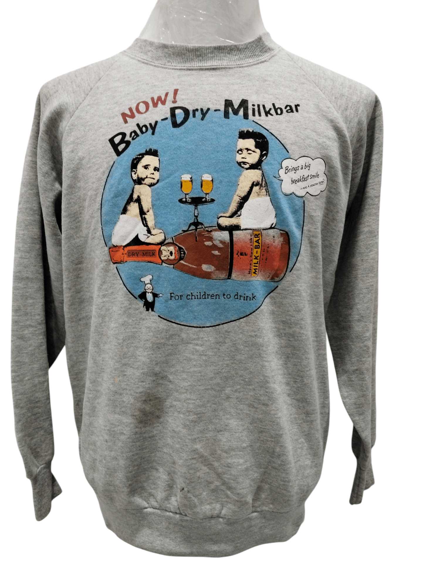 Fruit Of The Loom × Punk and Yo × Vintage Vintage 70s Baby Dry Milk bar Punk Style Parody Sweatshirt Size US L / EU 52-54 / 3 - 1 Thumbnail