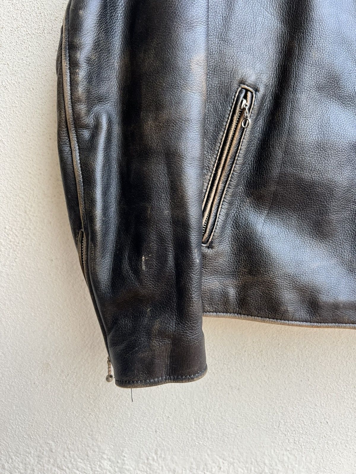 Leather Vintage R.B.C Legend Distressed Patina Leather Racer Jacket Size US S / EU 44-46 / 1 - 9 Thumbnail