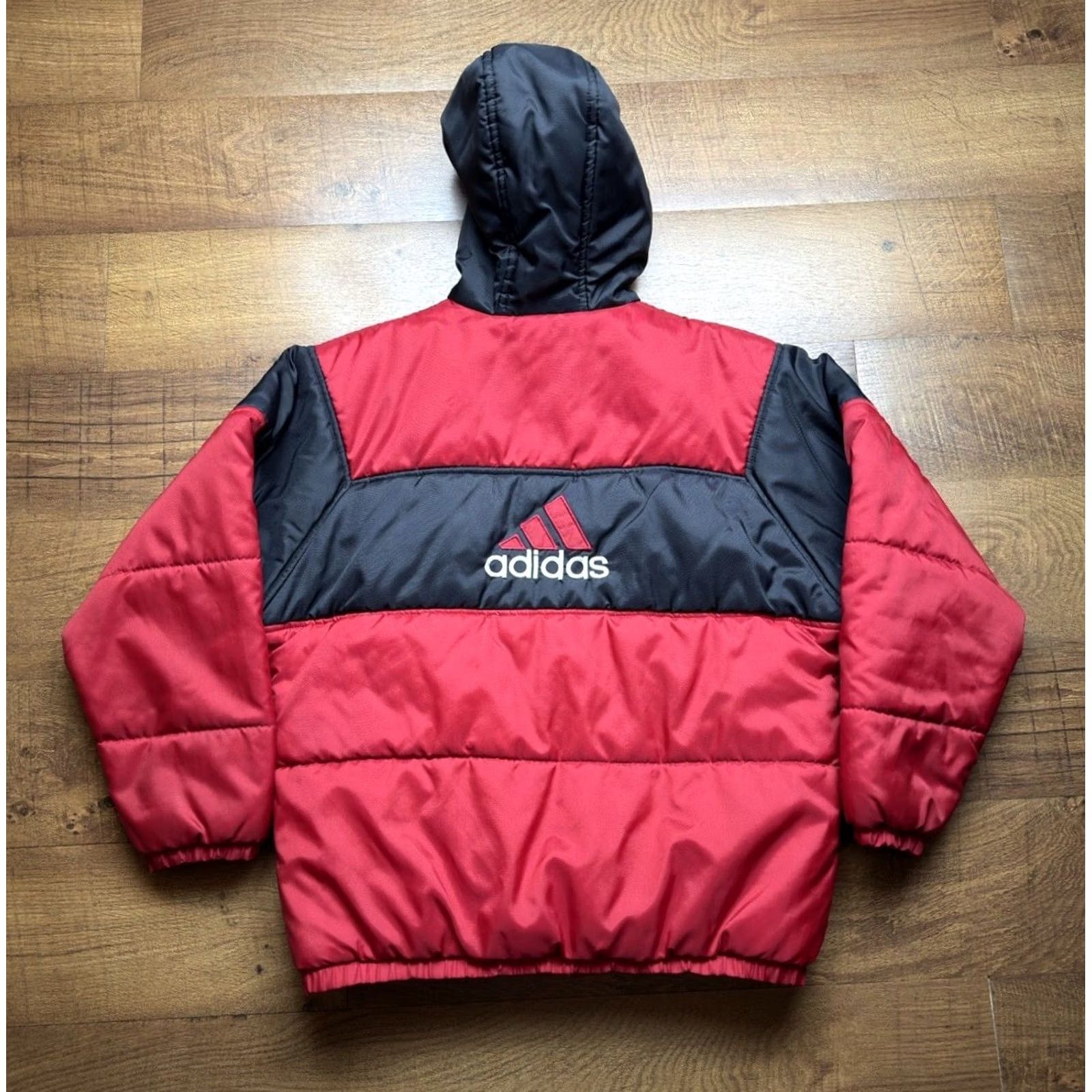 Adidas Vintage Adidas Jacket Mens Large Red / Black Track Puffer Full Zip 90s Size US L / EU 52-54 / 3 - 2 Thumbnail