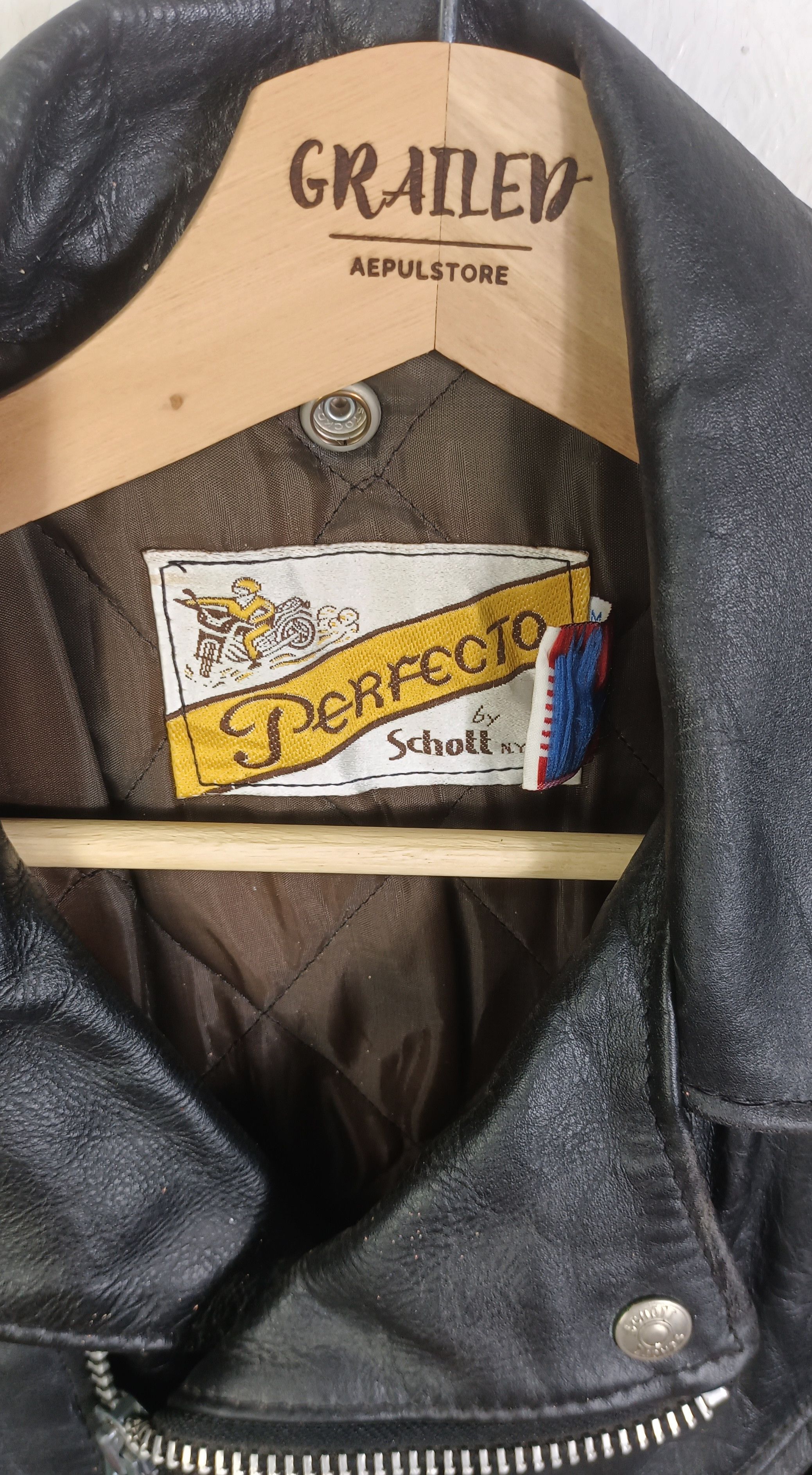 Schott Schott Perfecto "Mc Loguc" Punk Casino Leather Jacket (36) Size US M / EU 48-50 / 2 - 16 Thumbnail
