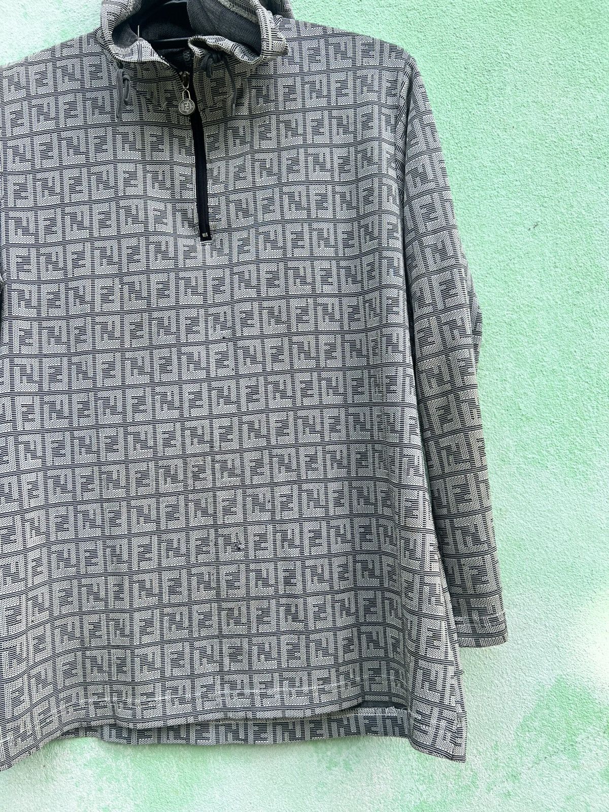 Fendi VINTAGE Fendi Jeans Zucca Monogram Knit Hoodie Half Zip Size US S / EU 44-46 / 1 - 9 Thumbnail