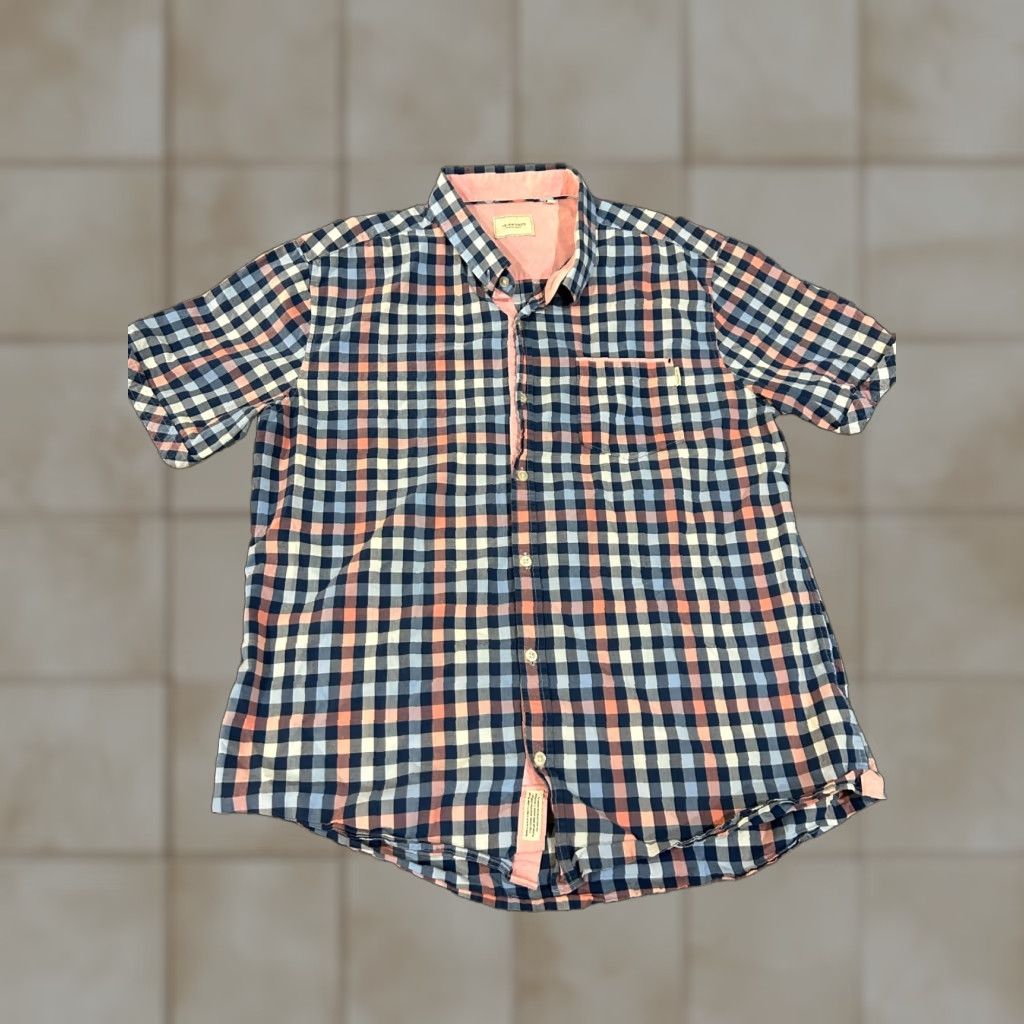 Vintage 7 Diamonds Shirt Mens XL Blue Pink Check Short Sleeve Button Front Cotton Casual Size US XL / EU 56 / 4 - 1 Thumbnail