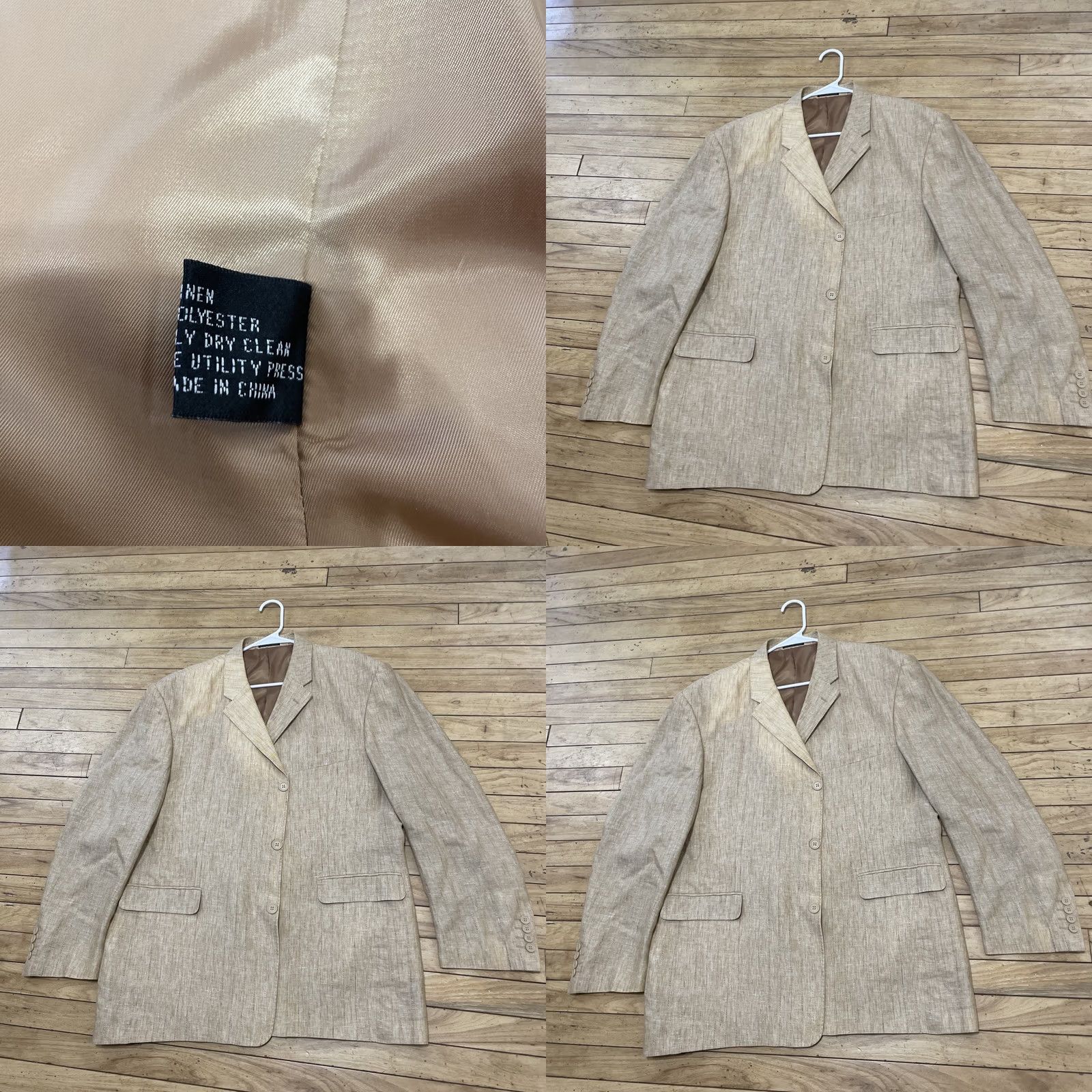 Vintage Vtg Giovanno Collezione Blazer Men 46 R Tan Stripe Linen Vintage Grunge Retro 2 Piece Notch Lapel Mens Regular Size 46 Brown Linen Stripe Blazer Size 46R - 11 Thumbnail