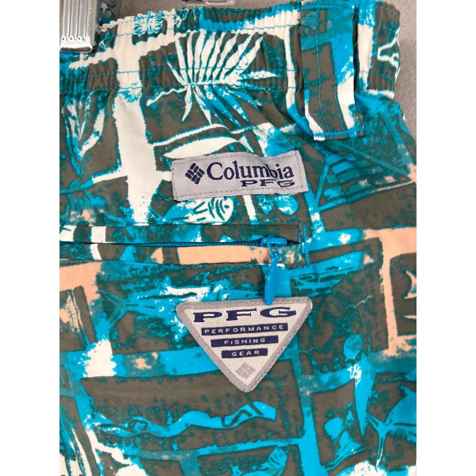 Vintage Columbia PFG Mens Swim Trunks Shorts 2XL Lined Blue Tropical Light Weight Nylon Polyester Blended Fabric Size US 39 - 7 Thumbnail