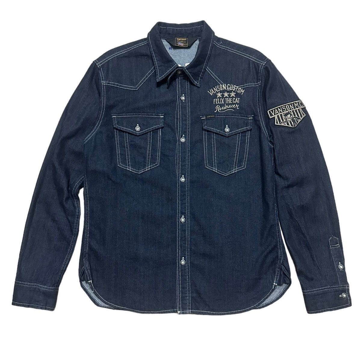 Vanson Leathers Vanson Leather Felix The Cap Embroidery Denim Shirts Size US M / EU 48-50 / 2 - 4 Thumbnail