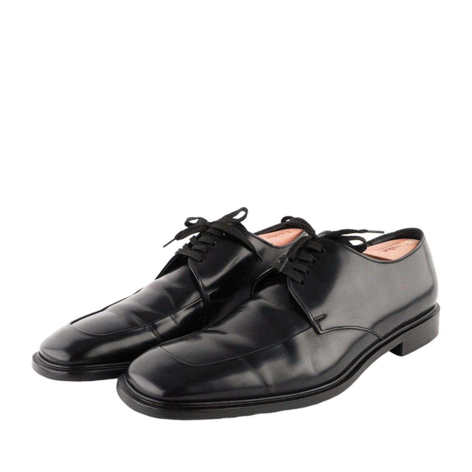 Iconic Prada Square Toe Black Vintage Leather Shoes
