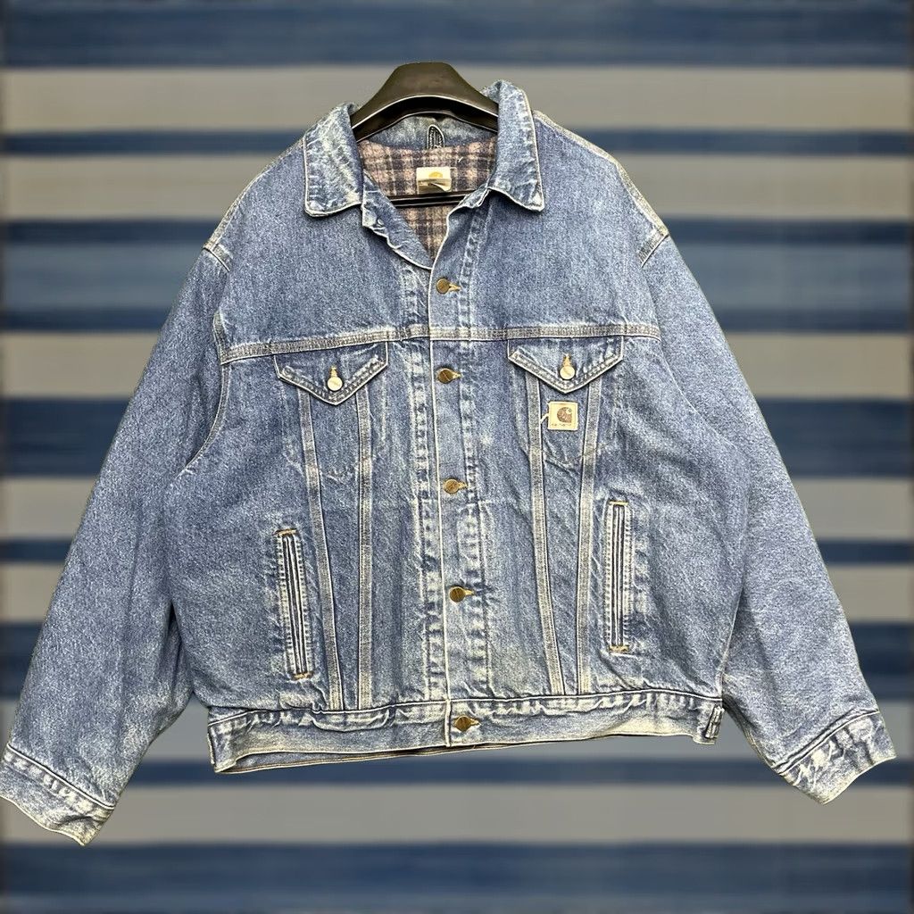 Carhartt VINTAGE Carhartt Denim Trucker Jacket Mens XL Workwear Lined USA Made J11 DST Jacket Size US XL / EU 56 / 4 - 1 Thumbnail