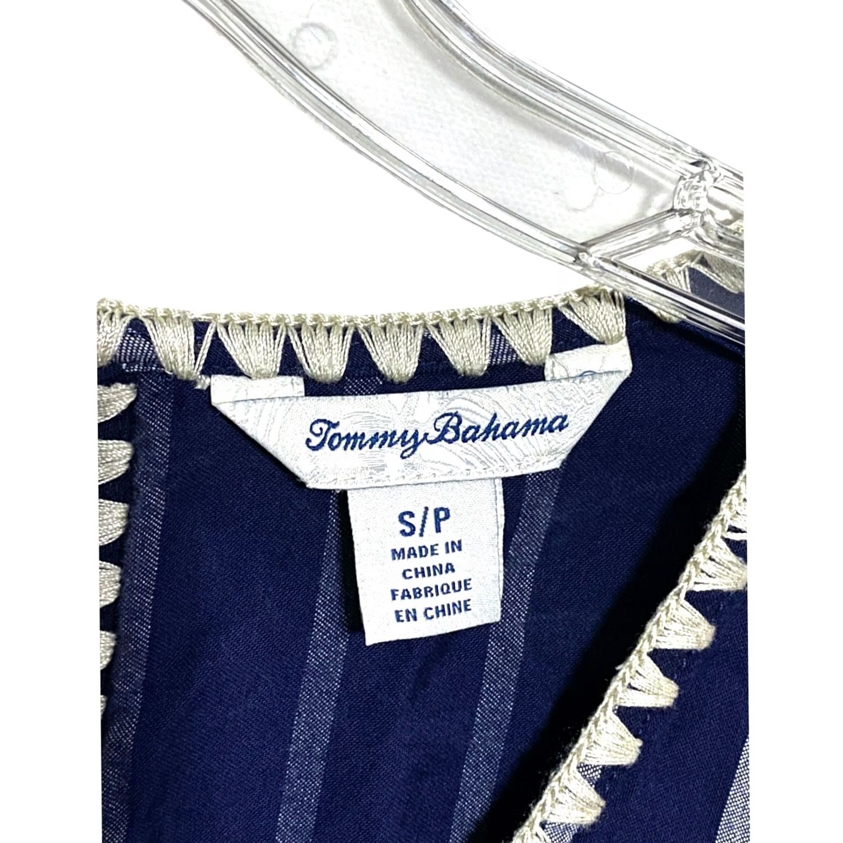 Tommy Bahama Tommy Bahama Dress Navy Nautical Striped Shift Womens S Resort Coastal Vacation Cruise Beach Casual Travel Pockets V-Neck Lis Size S / US 4 / IT 40 - 5 Thumbnail