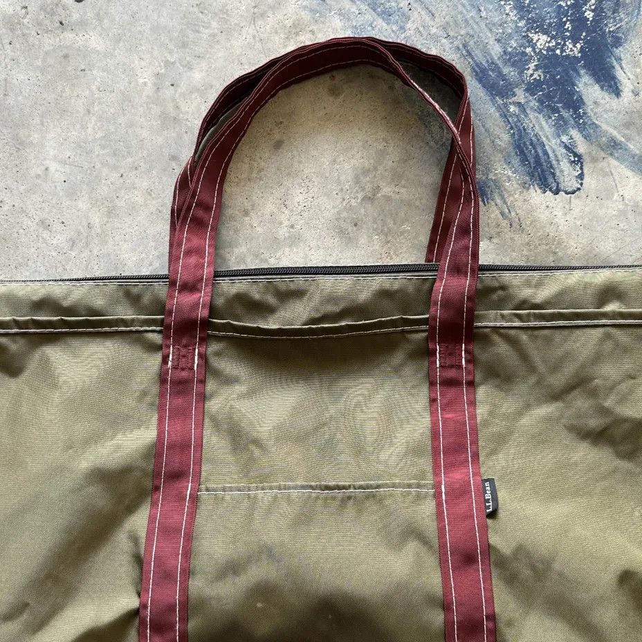 L.L. Bean Vintage L.L. Bean Nylon Boat & Tote Green Burgundy Tote Bag Size ONE SIZE - 3 Thumbnail