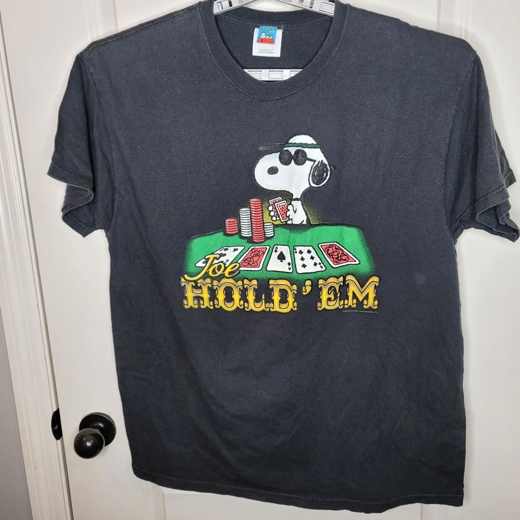 Peanuts Peanuts T-Shirt Snoopy Joe Hold Em Poker Texas Hold Em Cartoon Graphic Black XL Men Short Sleeve Crew Neck Shirt Size US XL / EU 56 / 4 - 2 Thumbnail