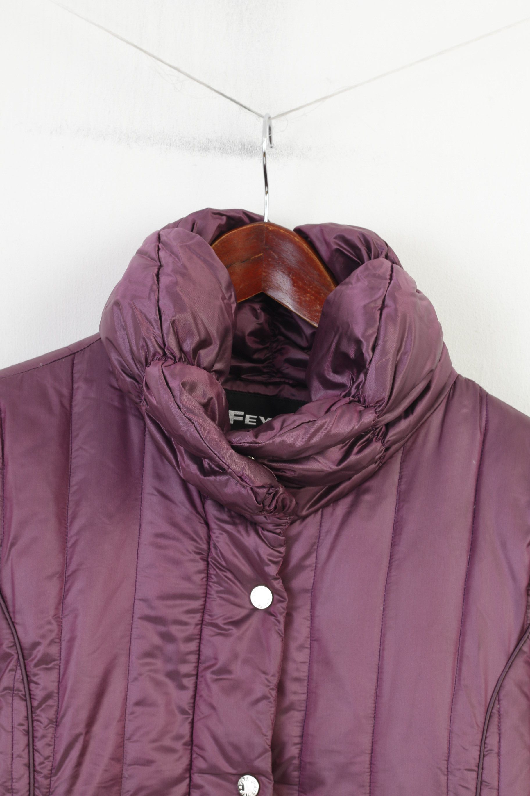 Vintage Feyem Women S Jacket Purple Shiny Nylon Padded Long 10830 Size S / US 4 / IT 40 - 3 Thumbnail