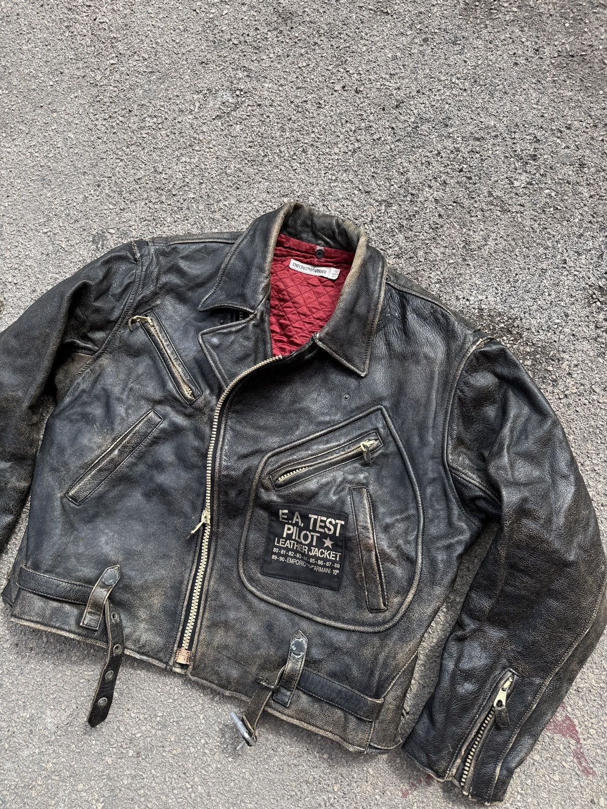Emporio Armani ARCHIVE VINTAGE LEATHER BOMBER BIKER JACKET