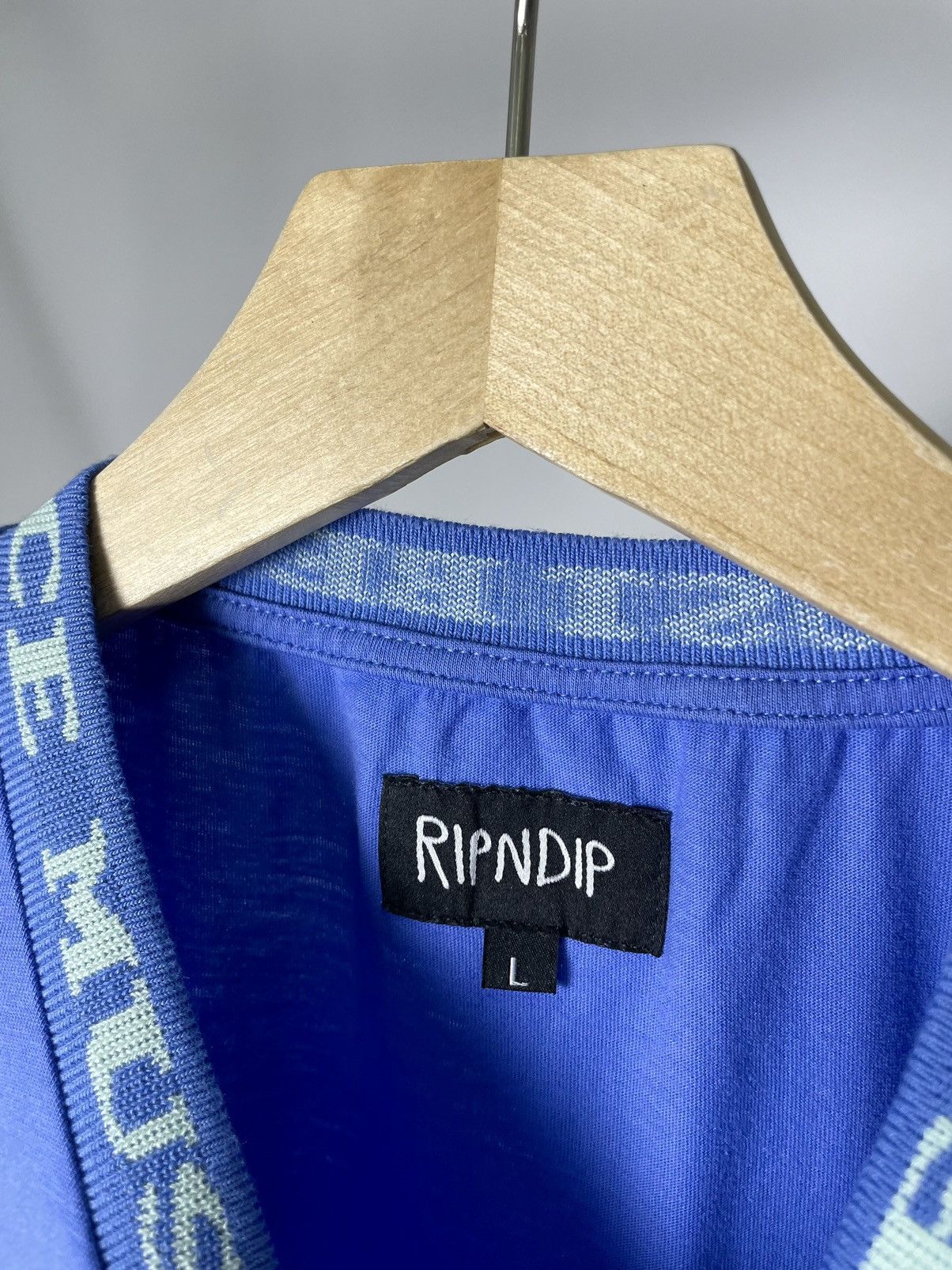 RIPNDIP Ripndip 😸 Must be Nice Collar Logo Blue Basic tee T shirt Size US L / EU 52-54 / 3 - 5 Thumbnail