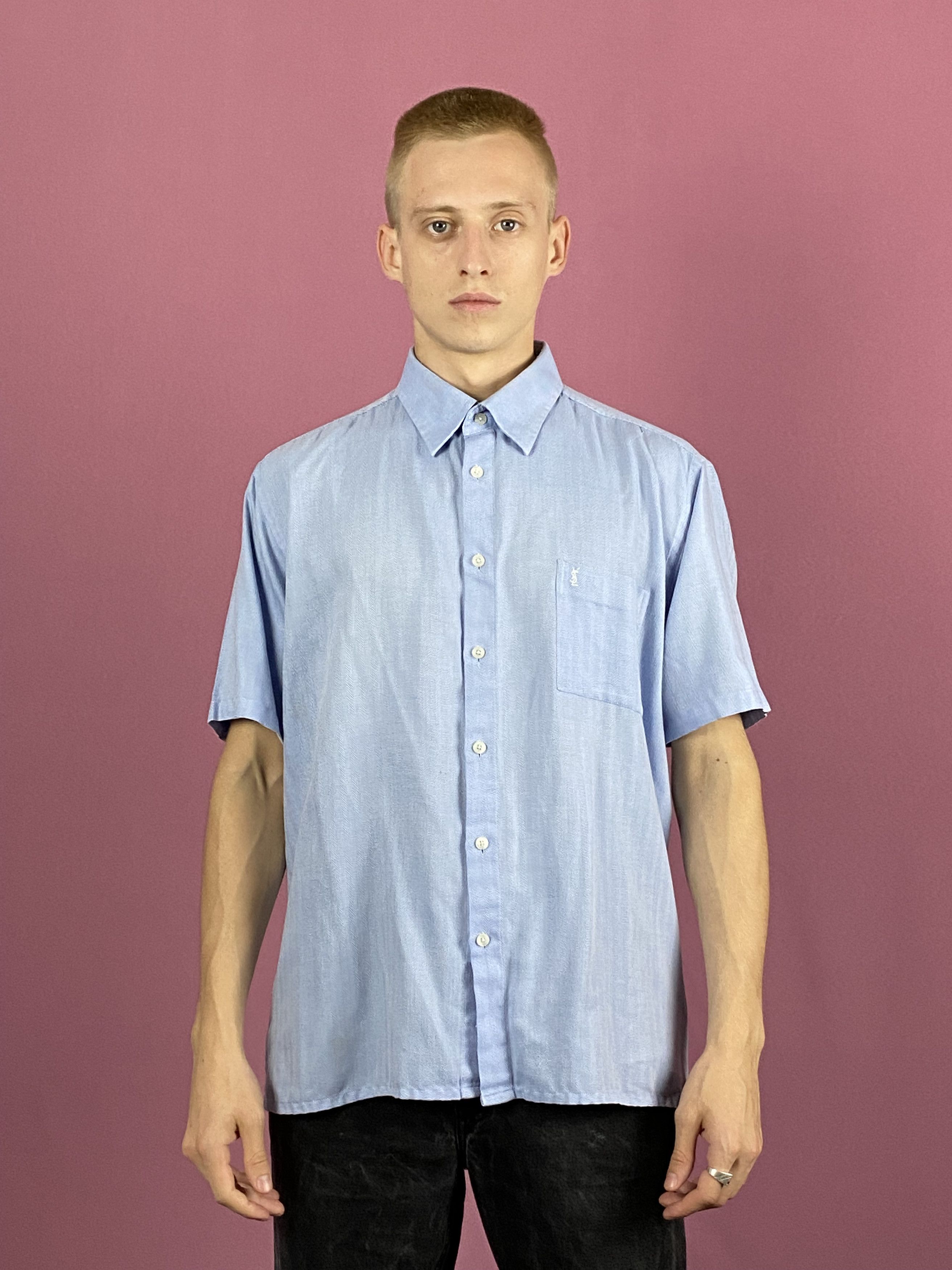 Yves Saint Laurent Yves Saint Laurent Vintage Men's Short Sleeve Shirt - XL Size US XL / EU 56 / 4 - 1 Thumbnail