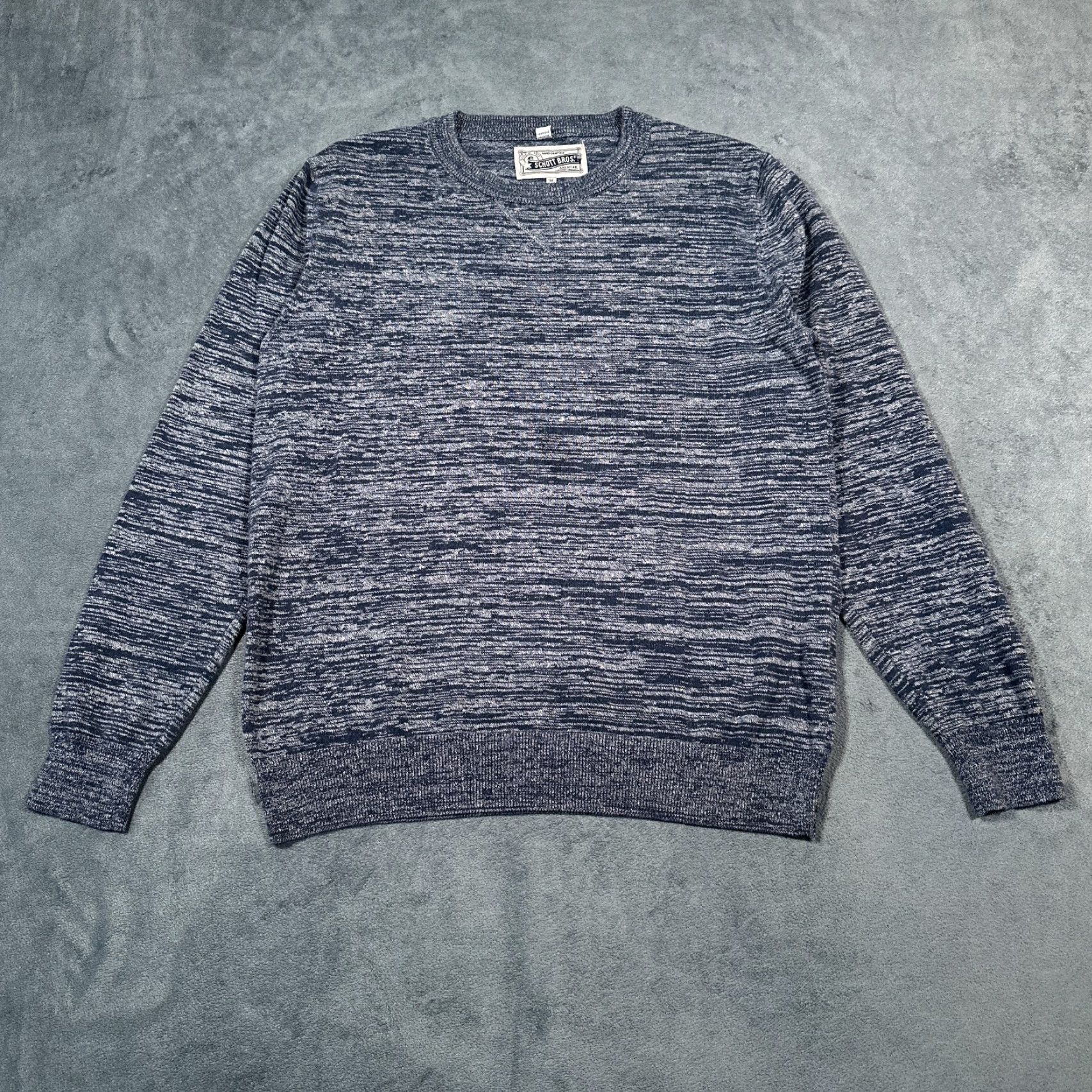 Schott Schott NYC Pullover Sweater Mens Medium Blue Gray Knit Lightweight Long Sleeve Crew Neck Classic Size US M / EU 48-50 / 2 - 2 Thumbnail