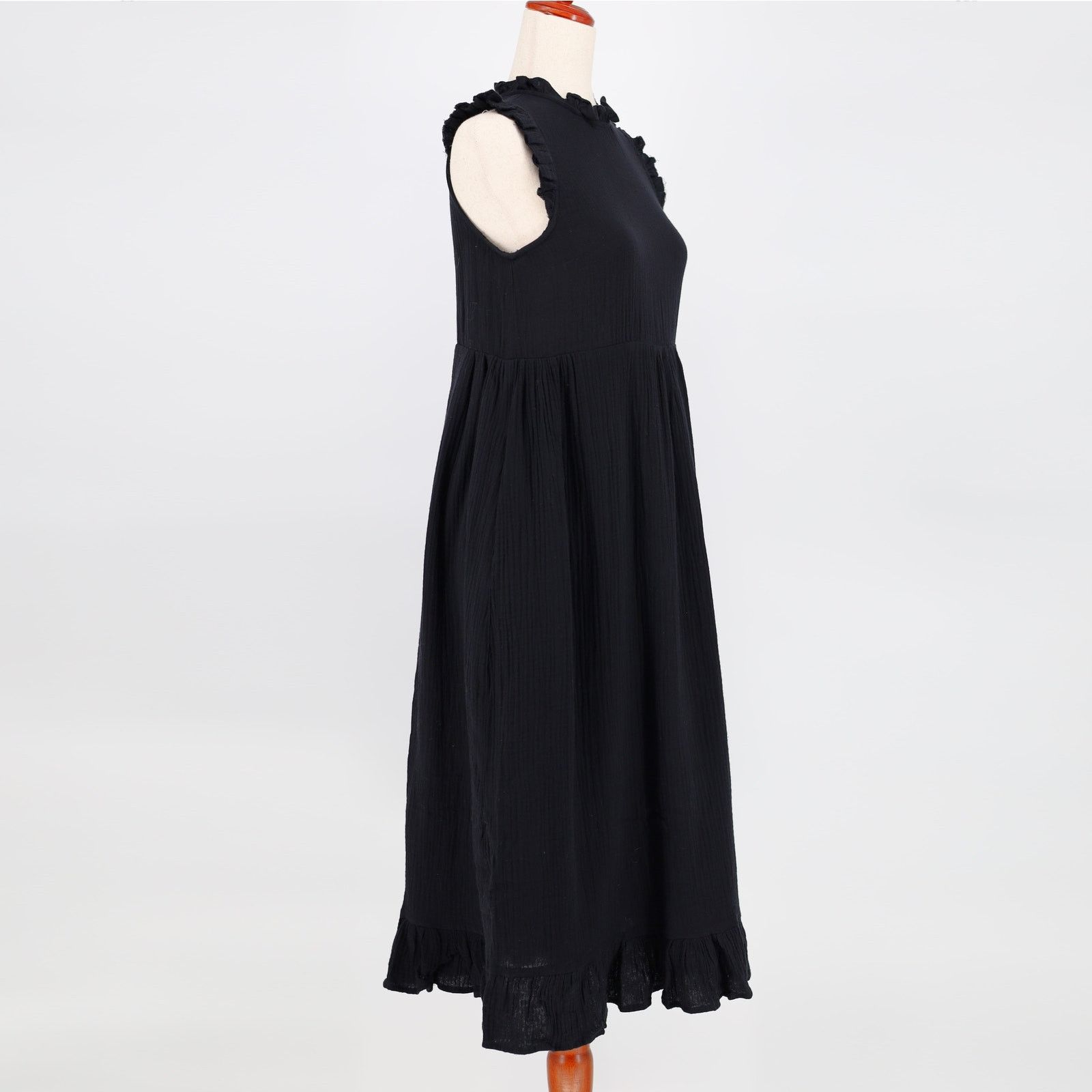 The Unbranded Brand American Rose Women Black Cotton Ruffle Midi Dress Size S Size S / US 4 / IT 40 - 5 Thumbnail