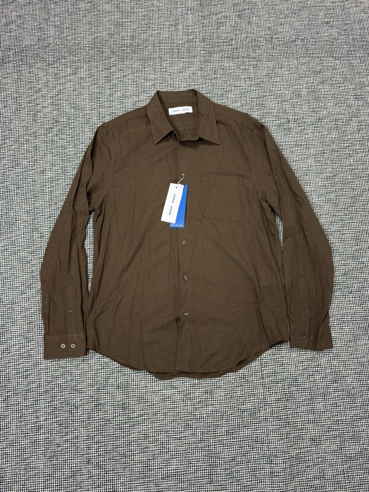 Samsoe Samsoe Samsoe Samsoe rrp175$ liam FF shirt dark earth viscose Size US L / EU 52-54 / 3 - 3 Thumbnail