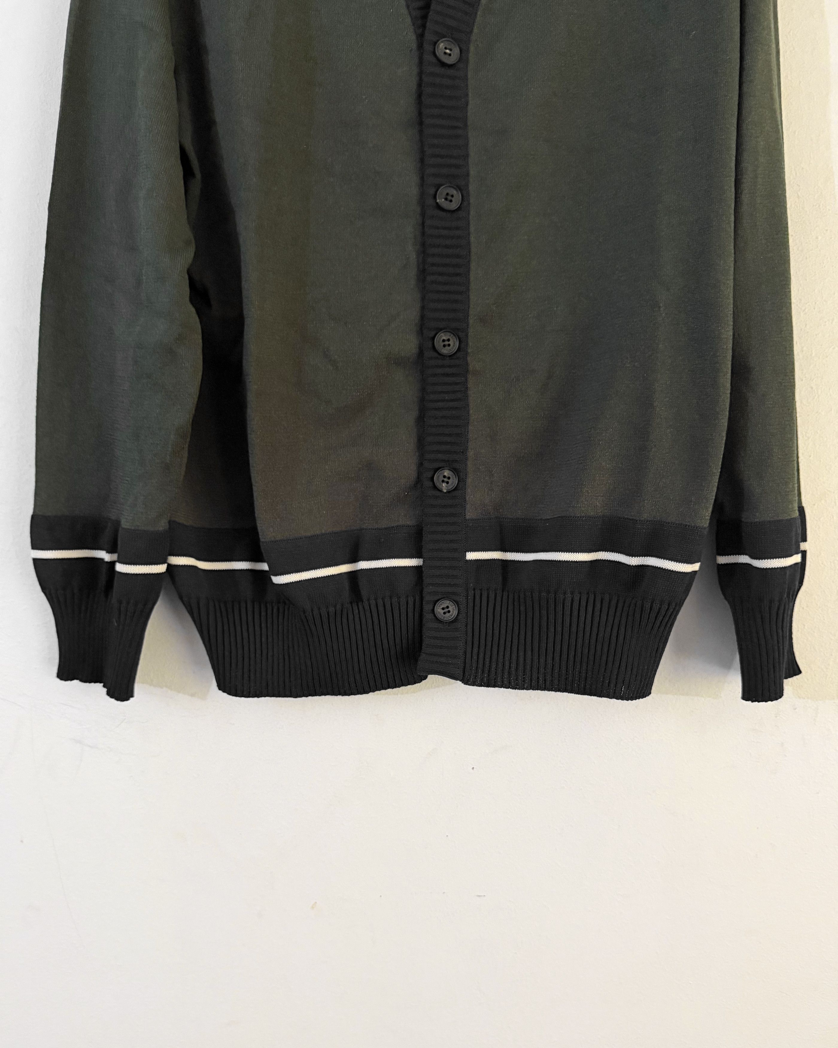 Comme des Garcons Homme Tri-Tone Paneled Knit Wool Cardigan Size US L / EU 52-54 / 3 - 4 Thumbnail