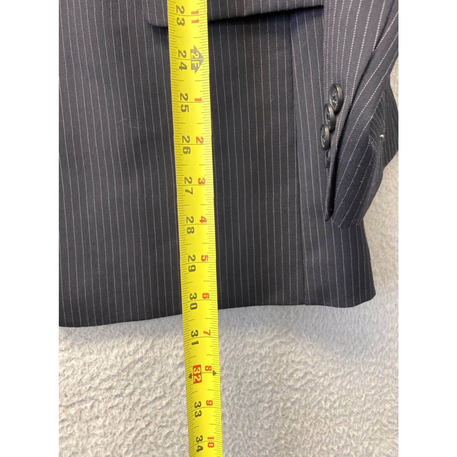 Tommy Hilfiger Tommy Hilfiger Mens Blazer Jacket Navy Striped 42R Two-Button Notch Lapel Single Breasted Regular Front Coat/129-13 Size 42R - 7 Thumbnail