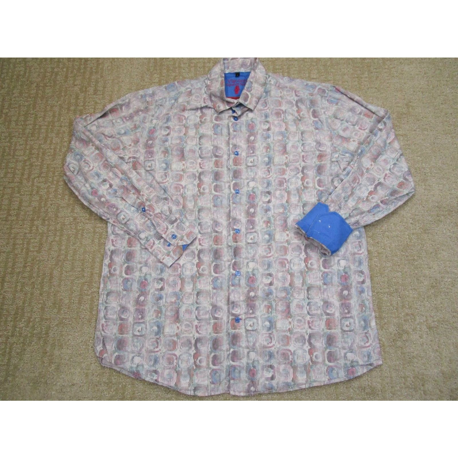 Luchiano Visconti Visconti Shirt Men L White Multicolor Geometric Long Sleeve Button-Down Limited Edition Size US L / EU 52-54 / 3 - 2 Thumbnail
