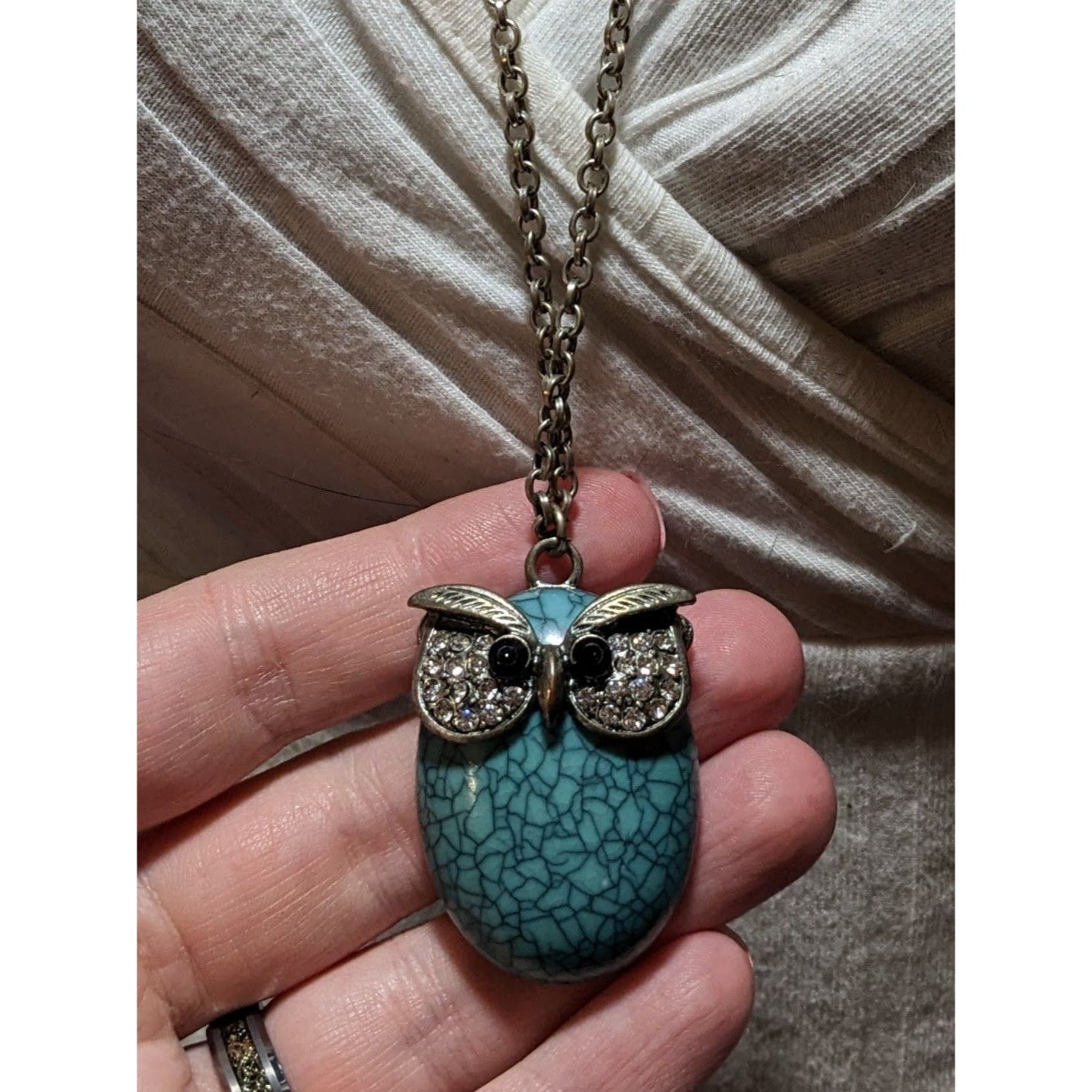 Other Turquoise Rhinestone Owl Necklace Size ONE SIZE - 6 Thumbnail