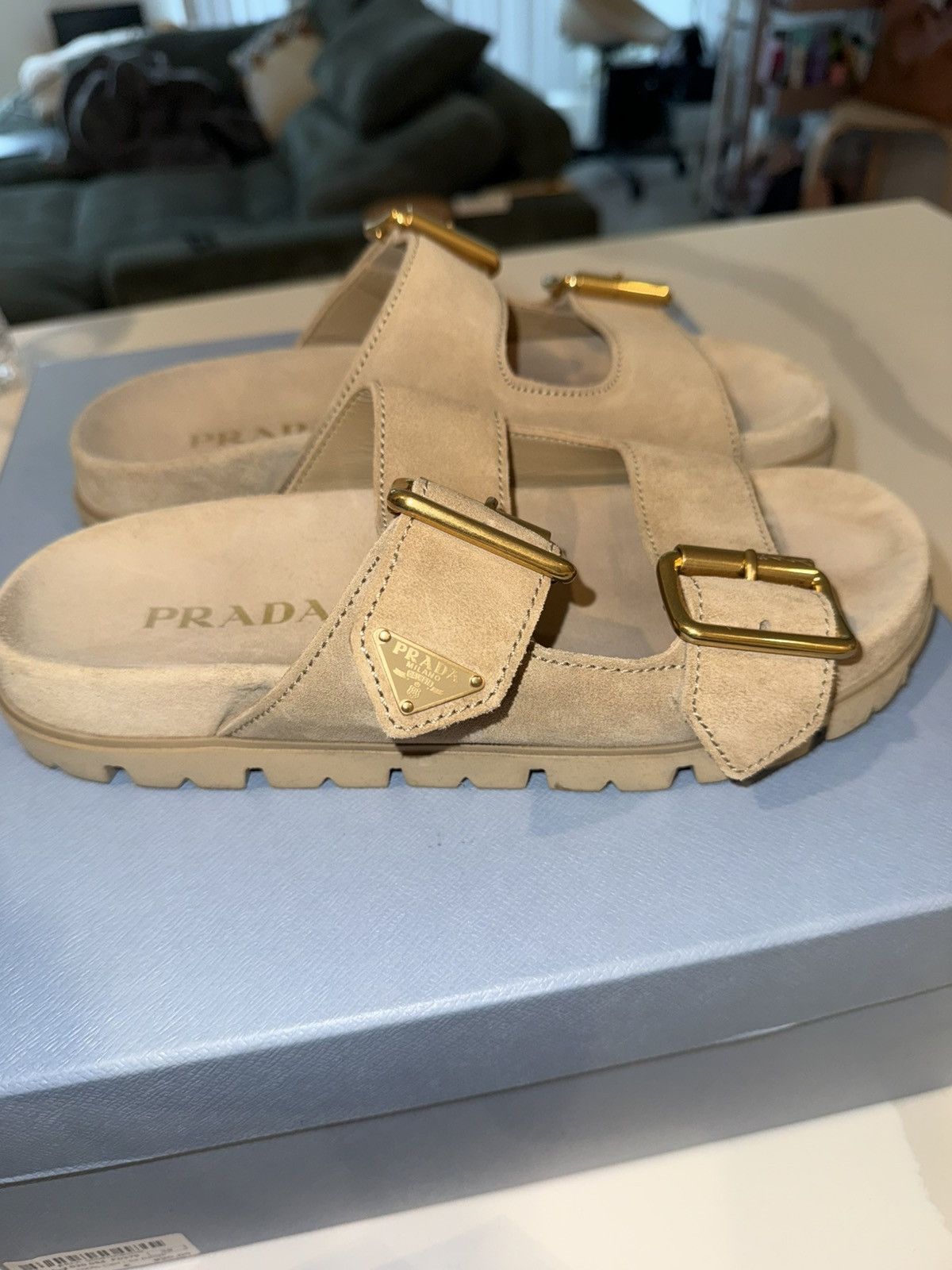 Prada Prada Suede Buckle Sandals Size US 8.5 / IT 38.5 - 11 Thumbnail
