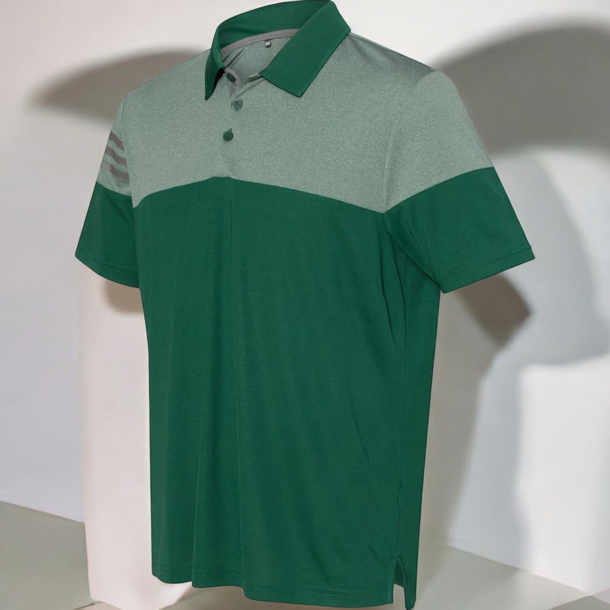 Adidas Adidas Golf Heathered 3Stripe Colorblocked Polo New Medium Size US M / EU 48-50 / 2 - 3 Thumbnail