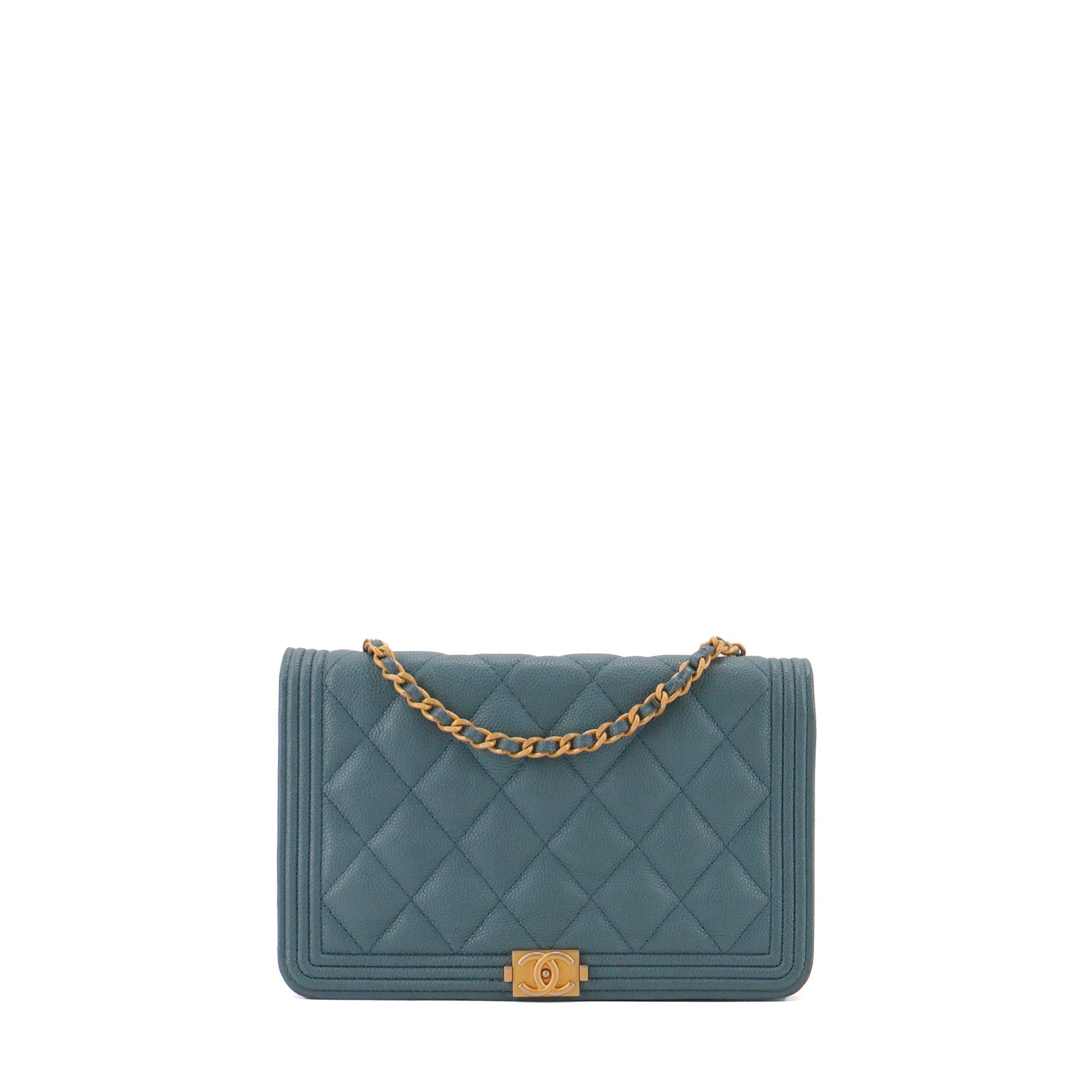 Chanel - Chanel Wallet On Chain Boy Shoulder Bag In Blue Caviar Leather, Women's