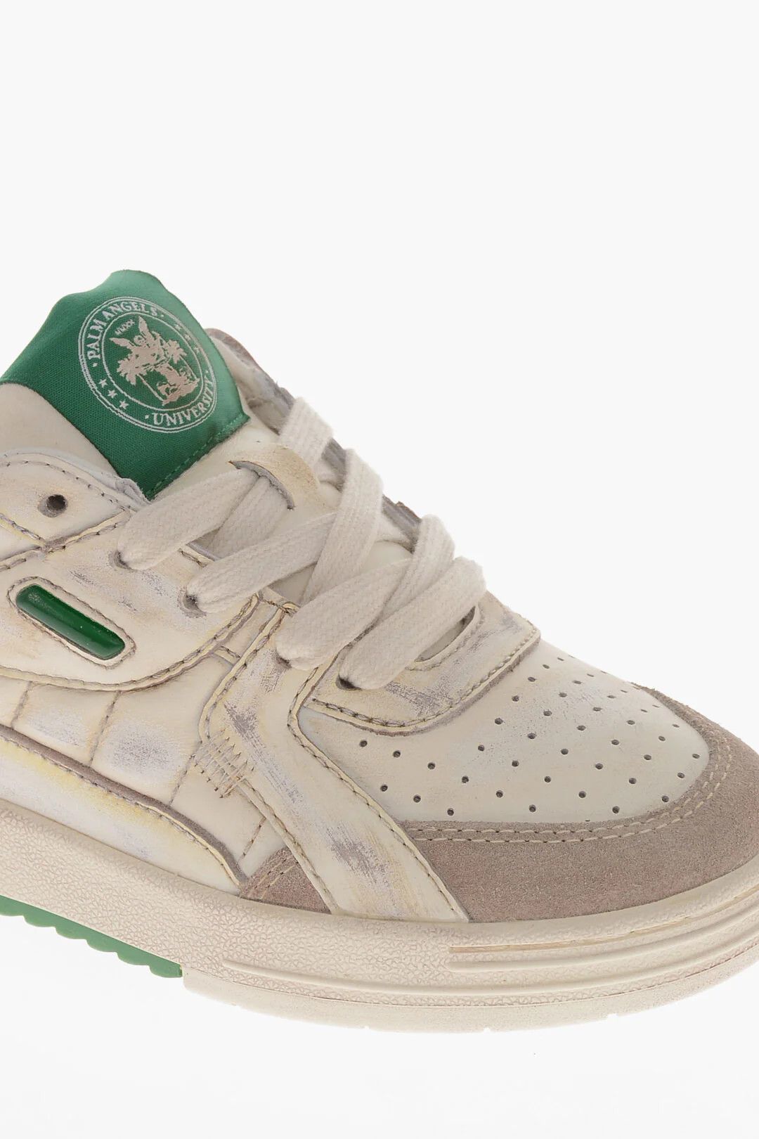 Palm Angels og1mm0326 Leather Low-Top Sneakers in White Size US 8 / IT 38 - 4 Thumbnail