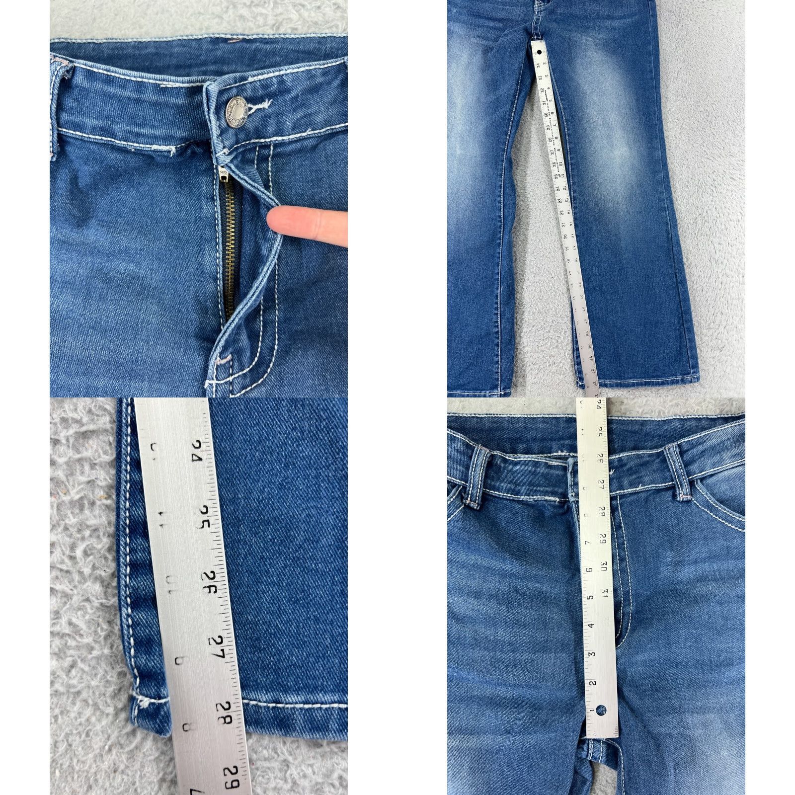 Shein SheIn Jeans Womens Large Blue Denim Mid Rise Cotton Blend Stretch Flared Size 36" / US 14 / IT 50 - 8 Thumbnail