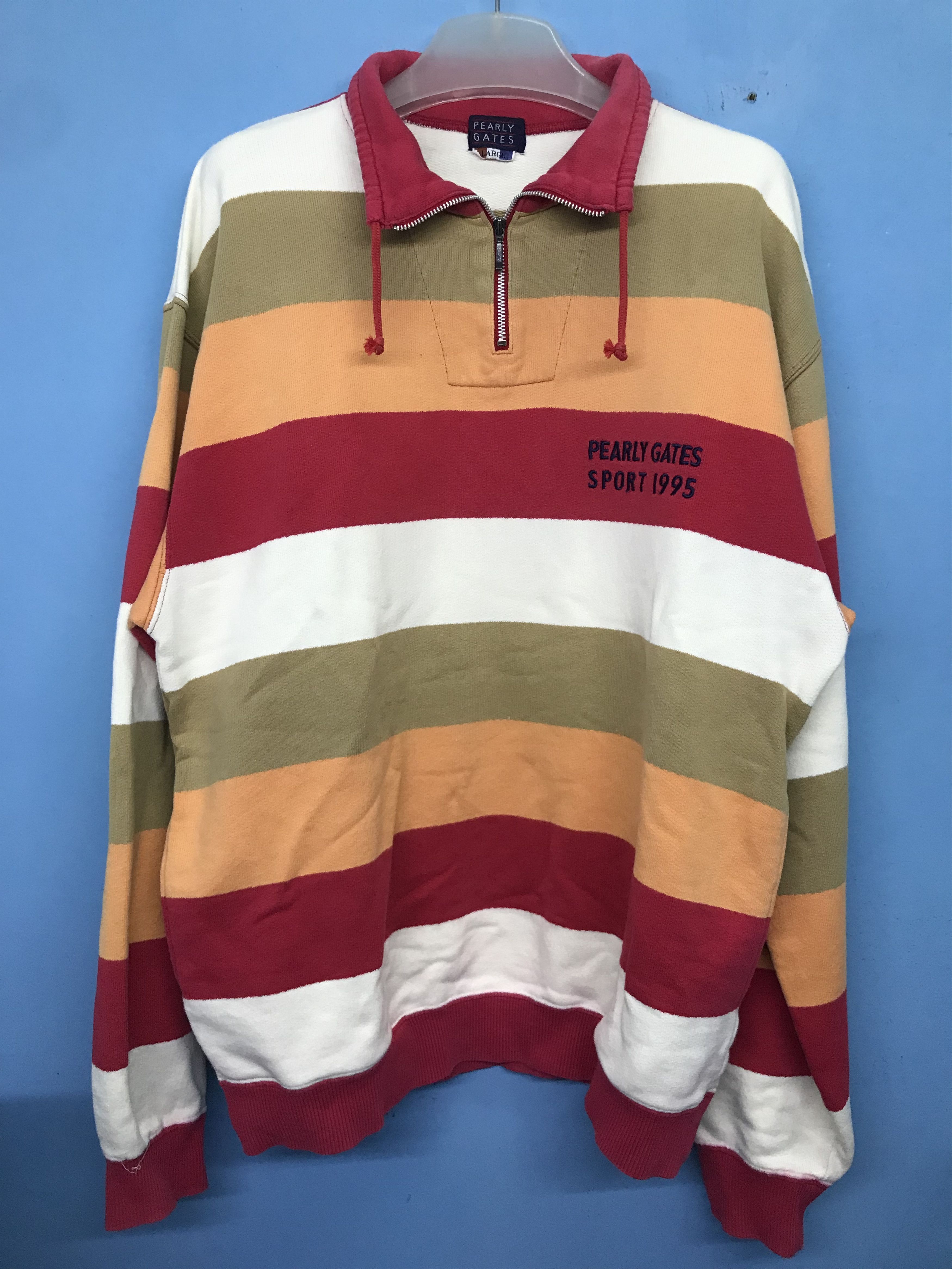 image of Vintage Pearly Gates Half Zipper Creamy Colour Sweatshirt, Men's (Size Large)