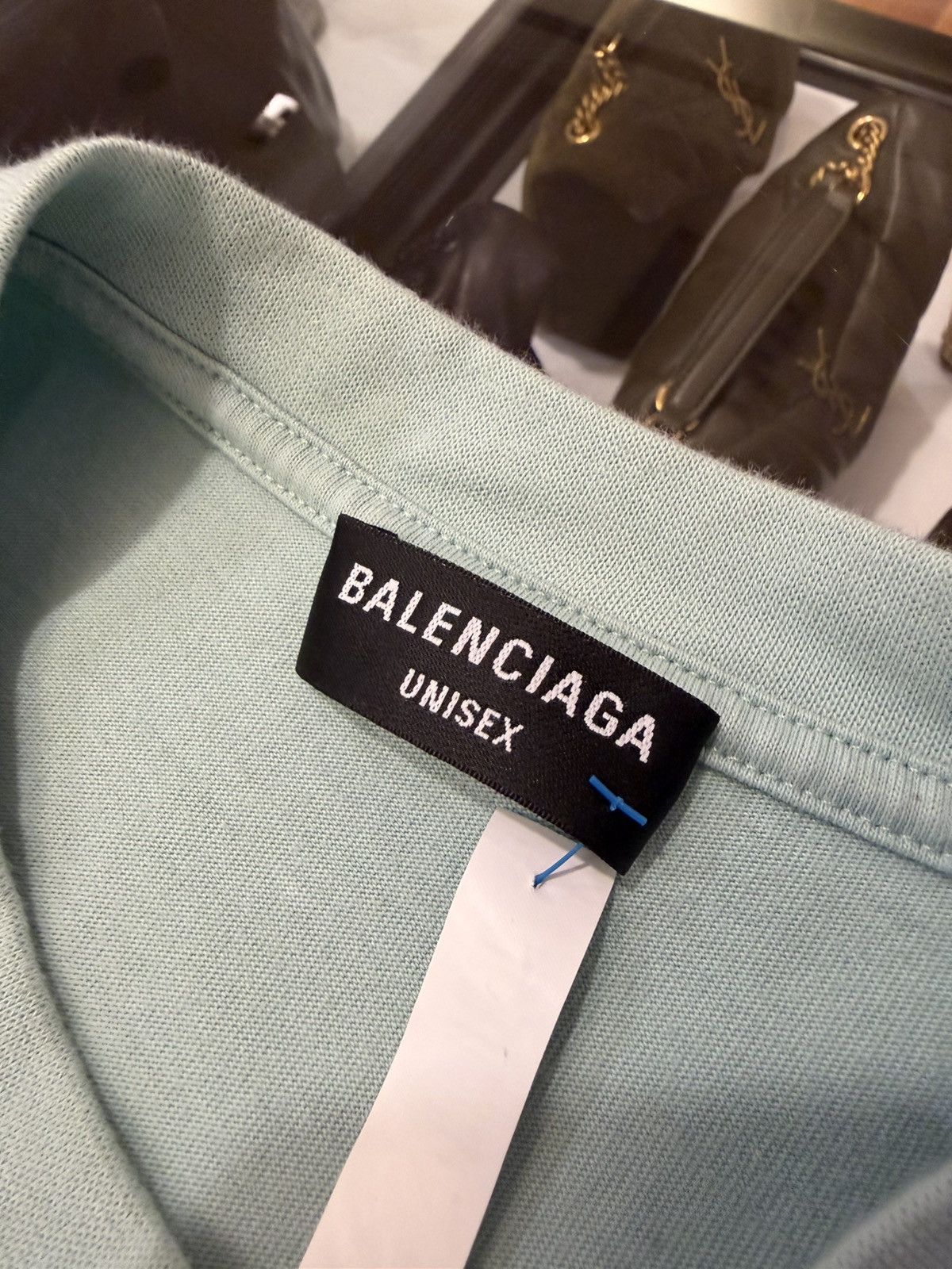 Balenciaga Balenciaga Embroidered BB Paris Icon Tee - Mint Green Size US XXS / EU 40 - 3 Thumbnail
