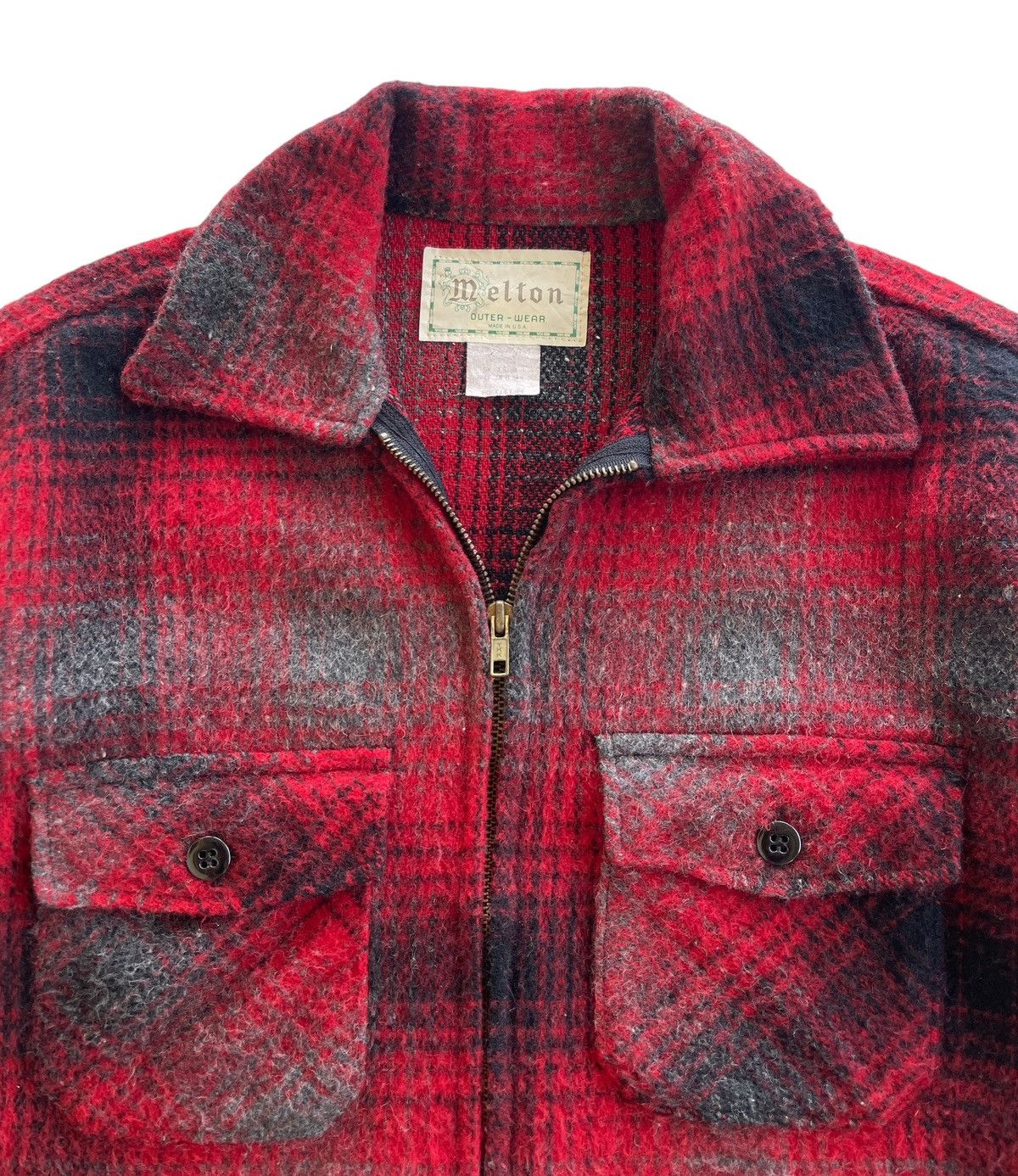 Vintage 50s Melton Wool Buffalo Plaid Mackinaw Jacket Size US M / EU 48-50 / 2 - 6 Thumbnail
