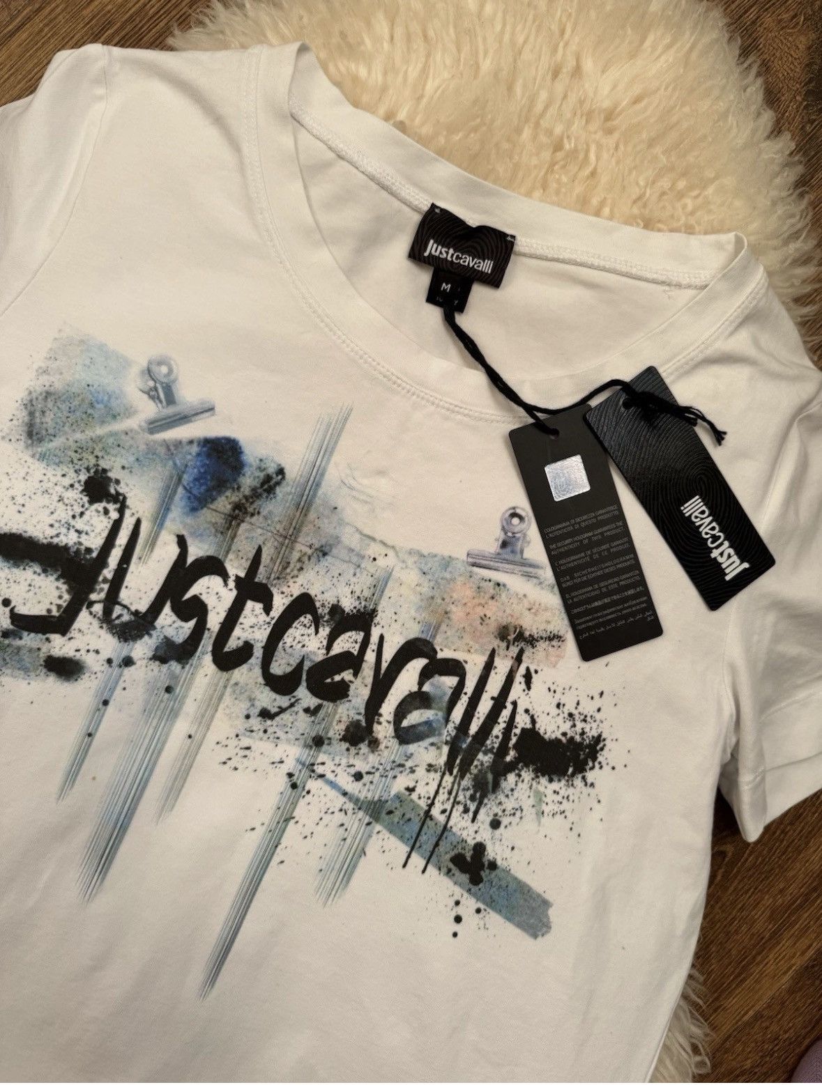 Just Cavalli Just Cavalli logo t-shirt white graphic M new with tags Size M / US 6-8 / IT 42-44 - 4 Thumbnail