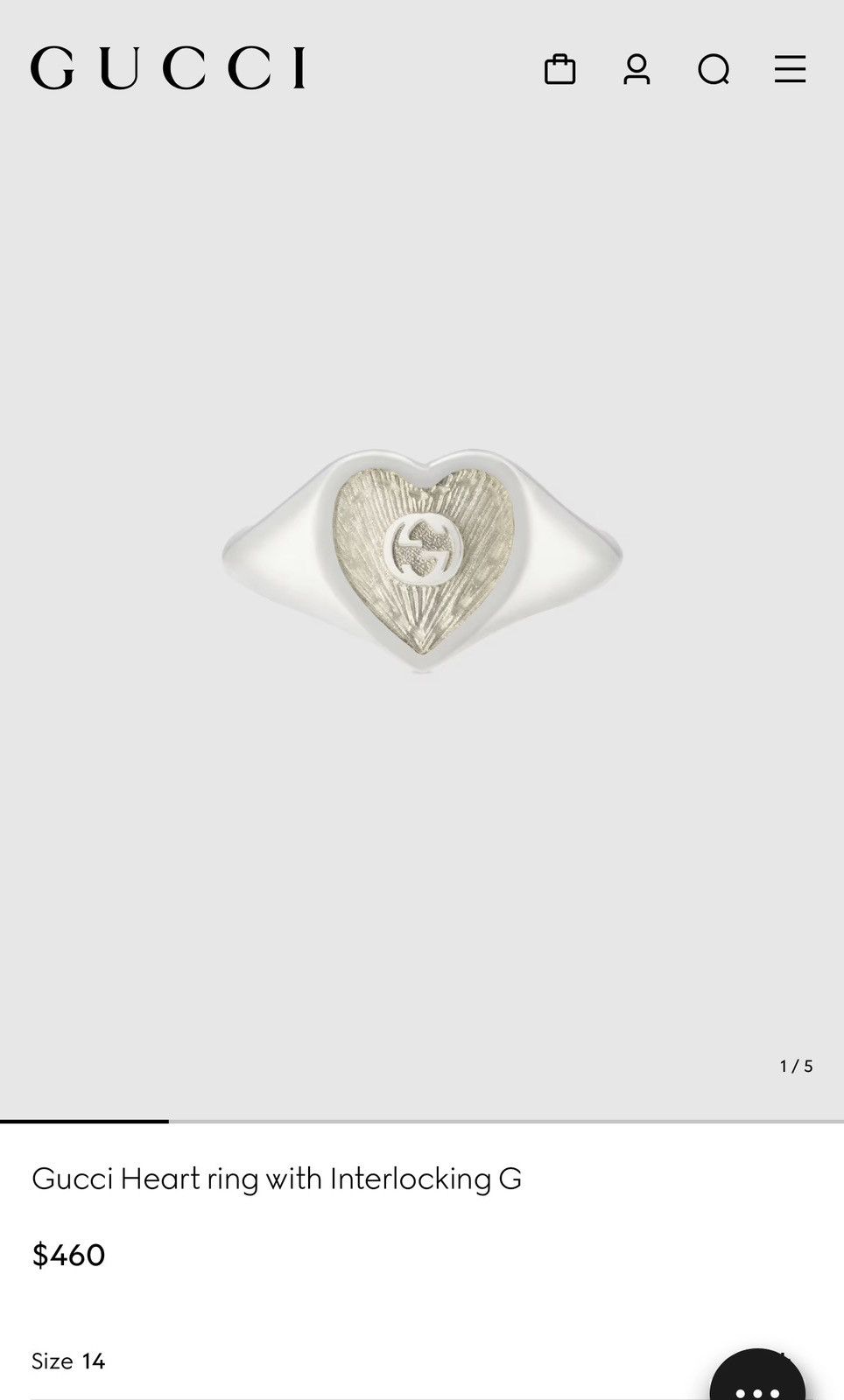Gucci Gucci Heart bracelet and ring with Interlocking G Size ONE SIZE - 2 Thumbnail
