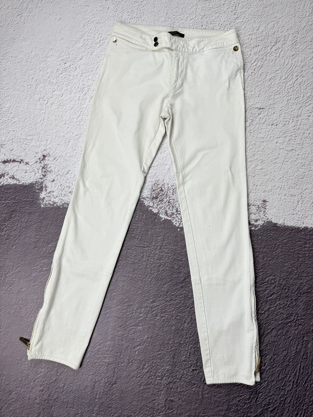 image of Roberto Cavalli Vintage White Zipper Casual Classic Pants, Women's (Size 28)