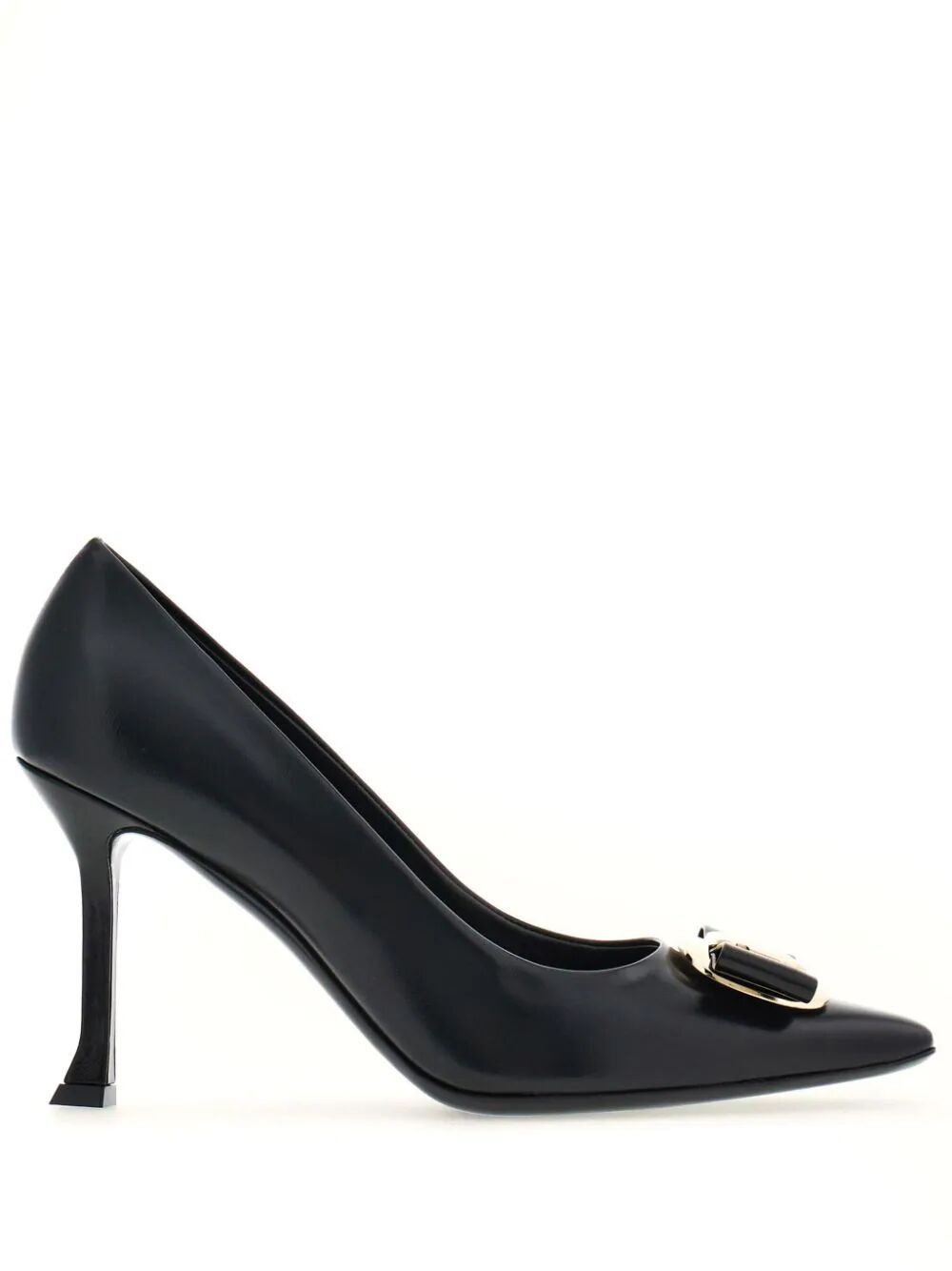 image of Salvatore Ferragamo Zelma Leather Pumps Size 10 in Black, Women's