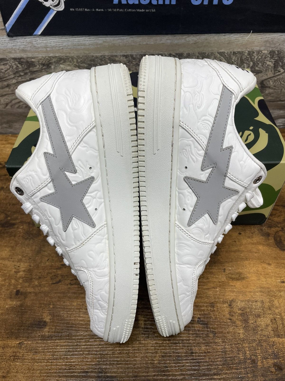 Bape 10-Bapesta White/Grey Camo Leather Size US 10 / EU 43 - 5 Thumbnail