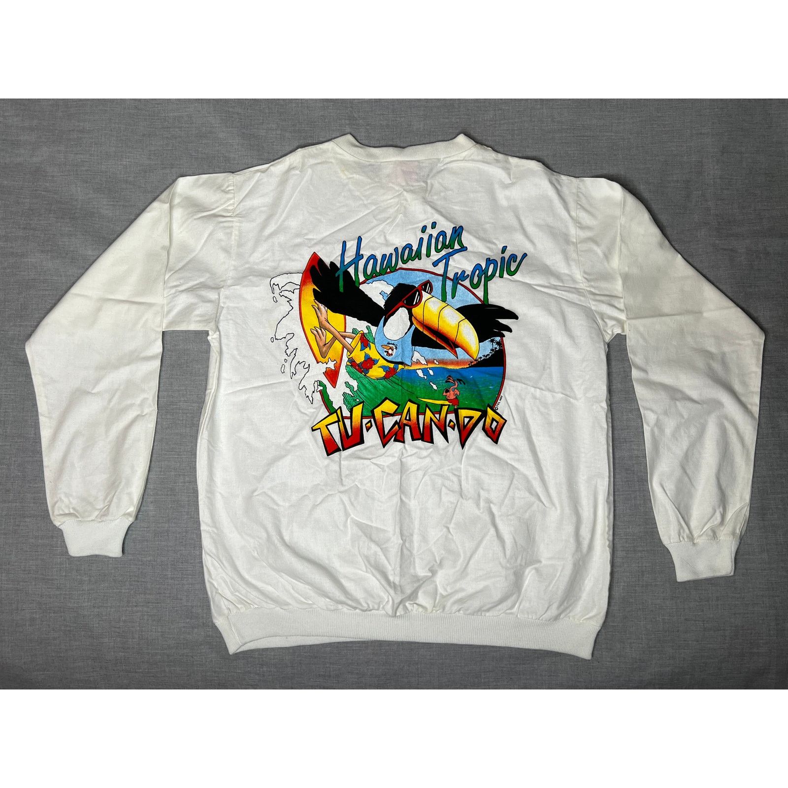 JCPenney × Vintage Vintage 1987 Hawaiian Tropic Toucan Long Sleeve T-Shirt S Size US S / EU 44-46 / 1 - 1 Thumbnail