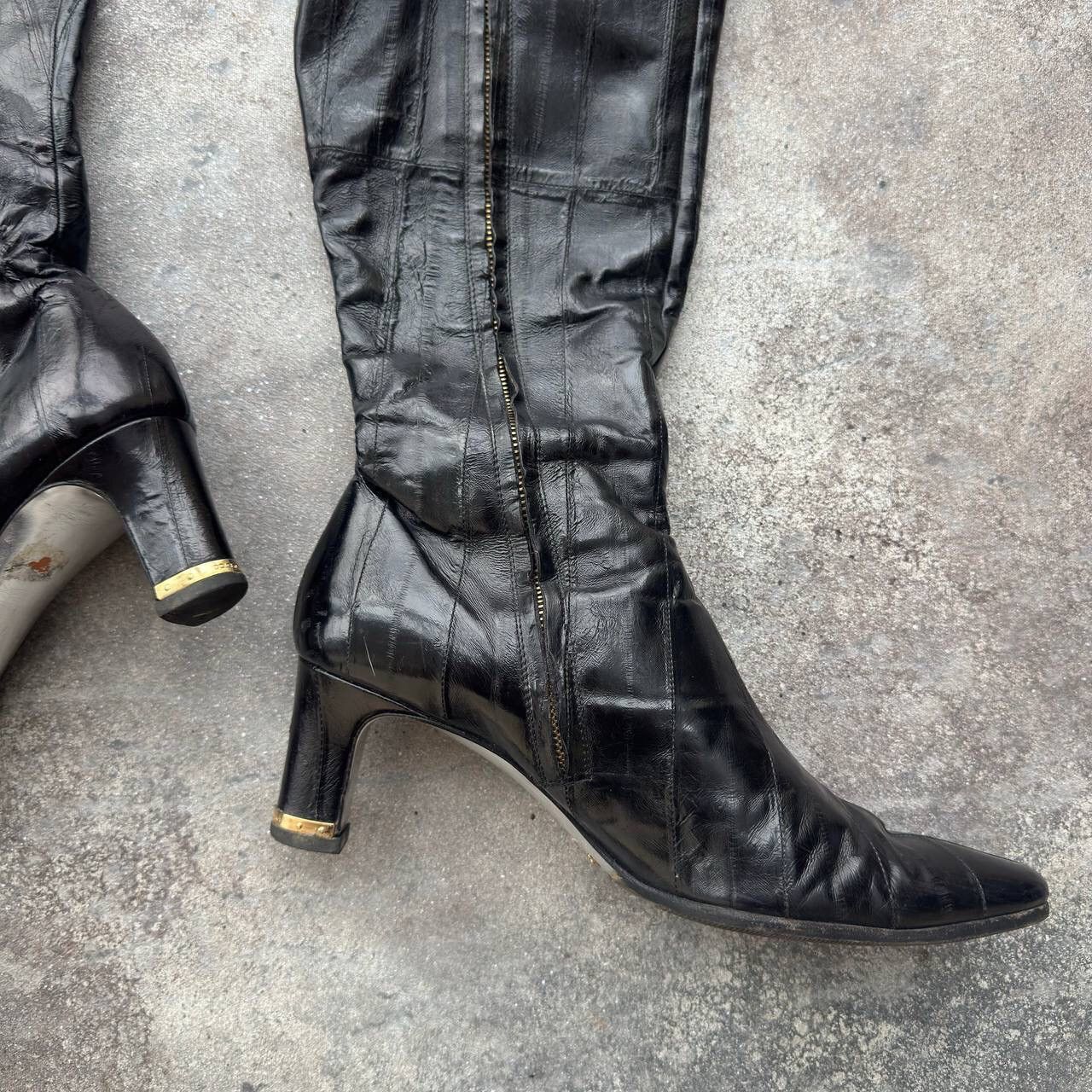 Dolce & Gabbana D&G Dolce & Gabbana Vintage Black Leather Knee High Boots Size US 11 / IT 41 - 10 Thumbnail
