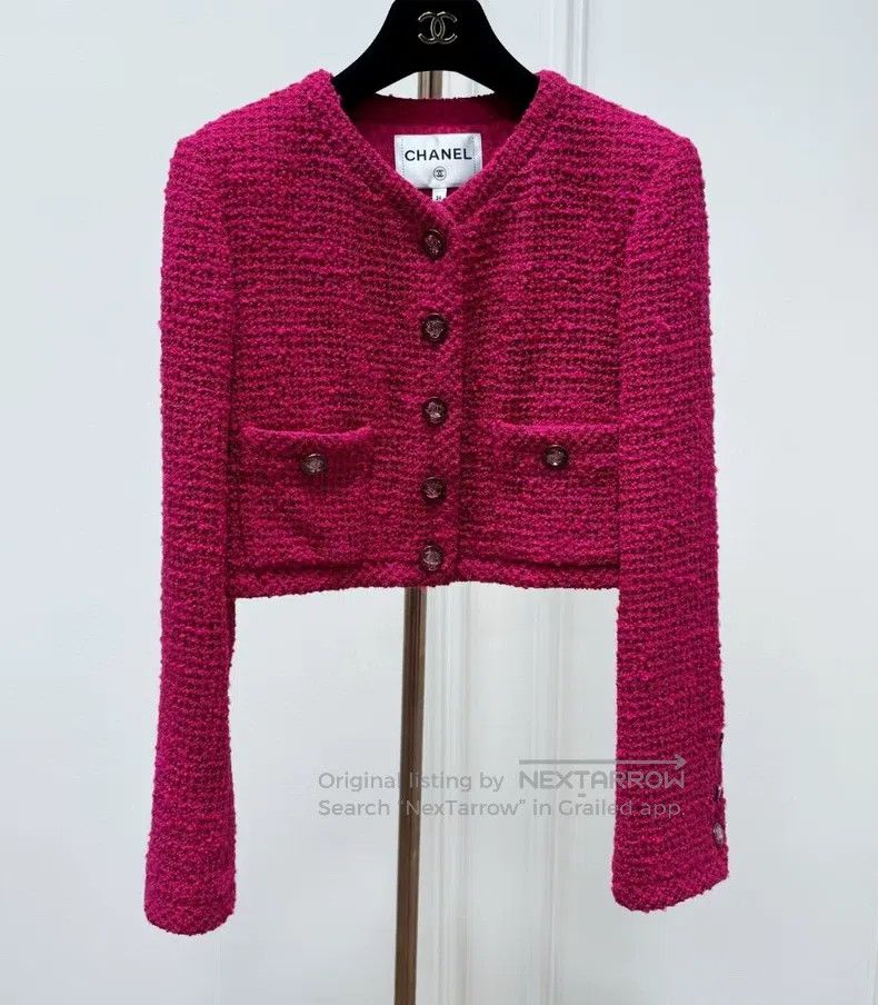 Chanel Chanel Rose-red diamond-buttoned short coat Size XS / US 0-2 / IT 36-38 - 1 Thumbnail